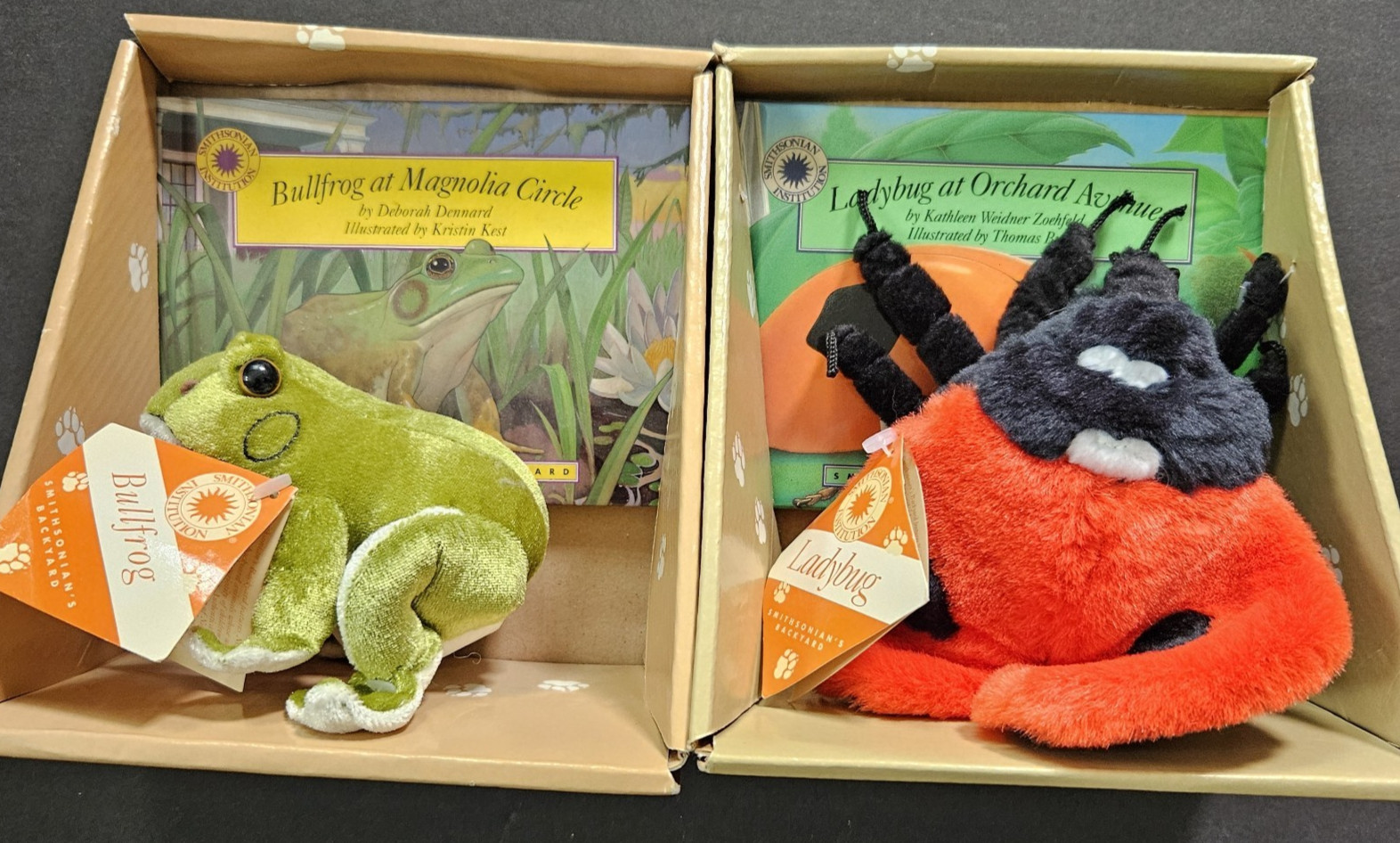 Smithsonian Nature Science Ladybug/Frog Book & Stuffed Animal Plush Toy Lot of 2
