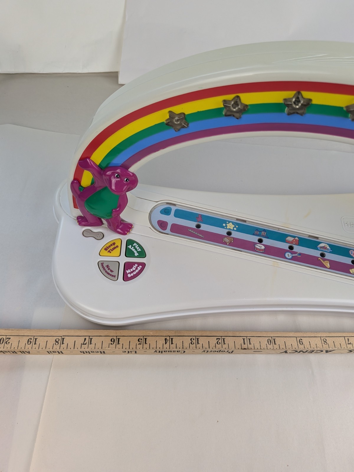 Rare Vintage Playskool Barney Rainbow Arch Musical Toy Sounds Play Dinosaur READ