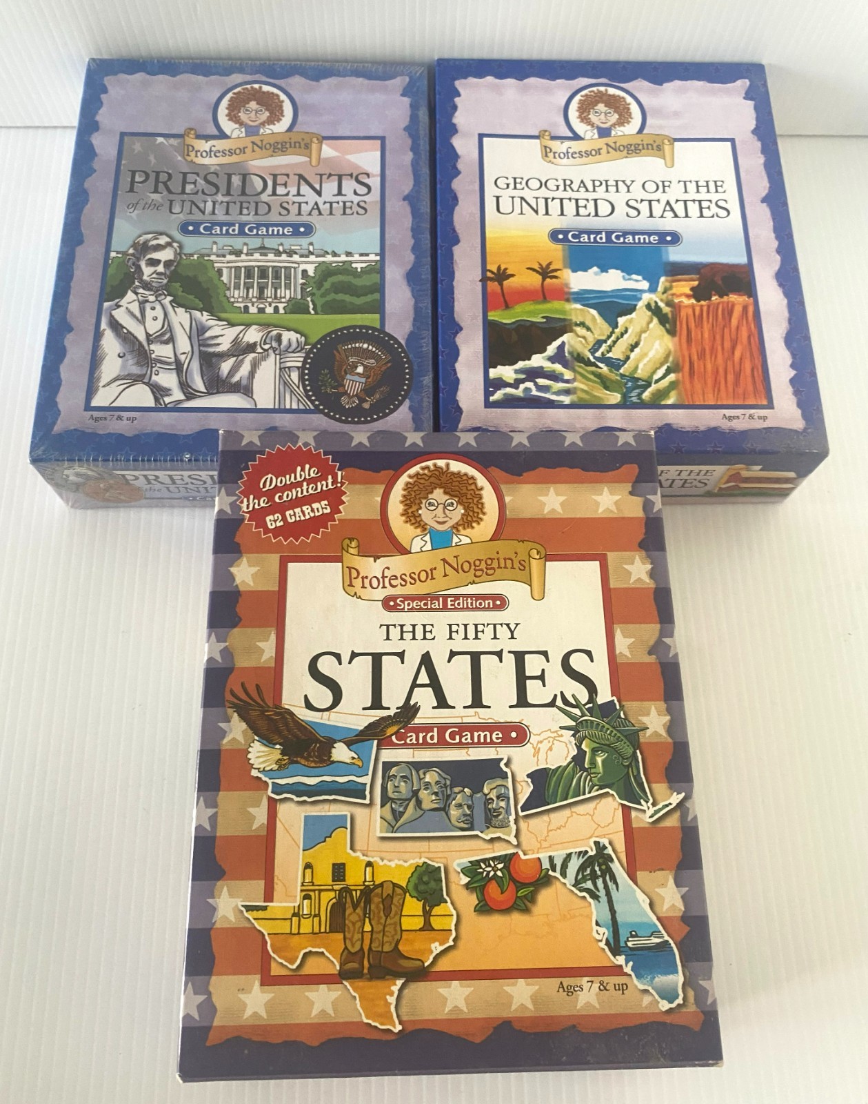 Professor Noggin Card Game Lot – Presidents, States, Geography of the US