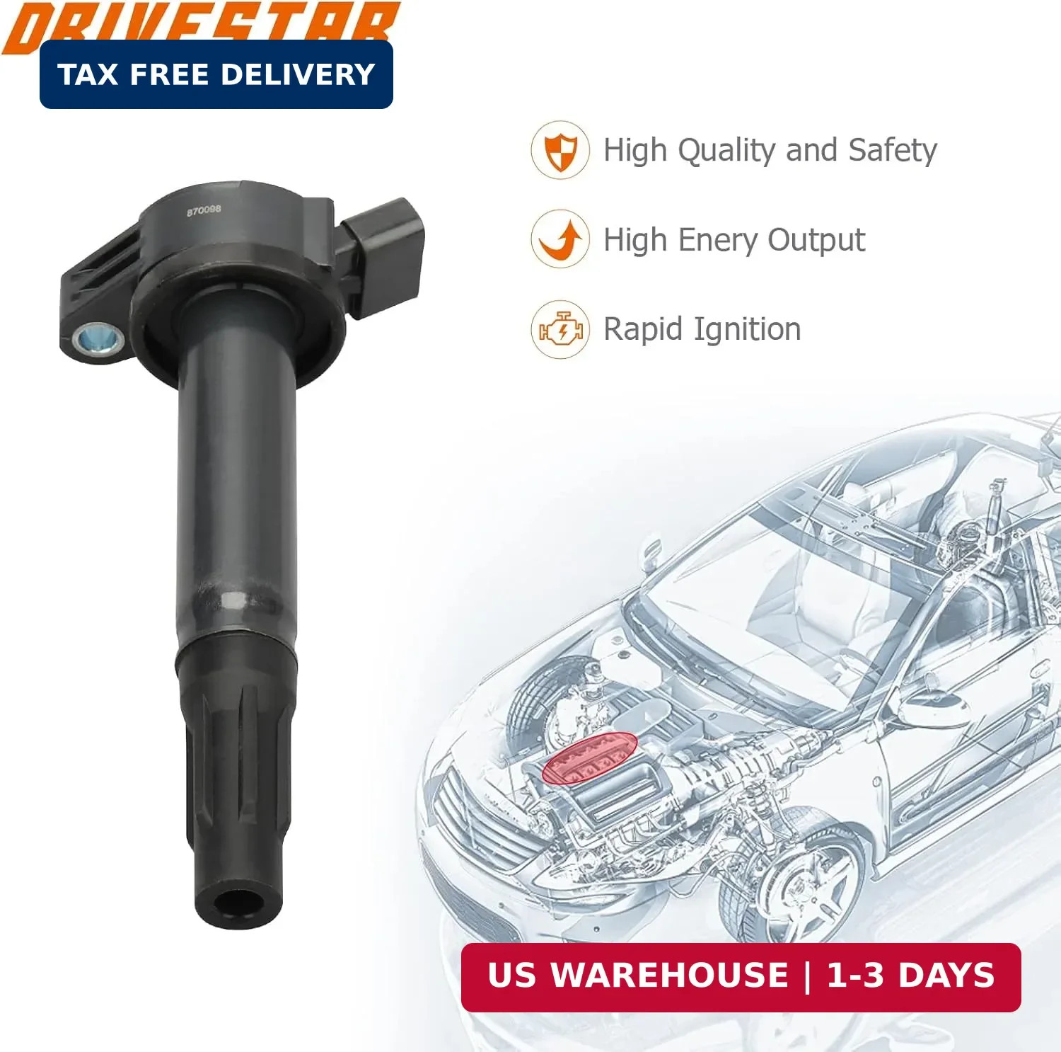 UF487 Ignition Coil Compatible with 2013-2018 Toyota Avalon 2007-2017 Camry 2006