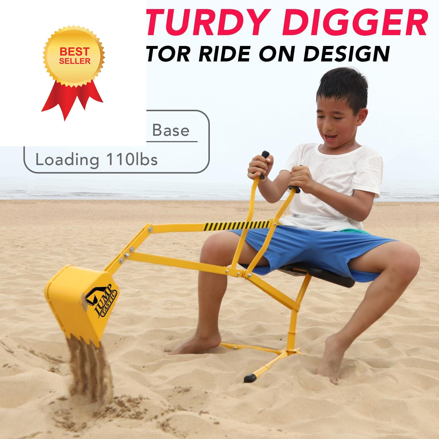Sand Digger Sandbox Toy, 360°Rotating Base, Medium to Large, Yellow