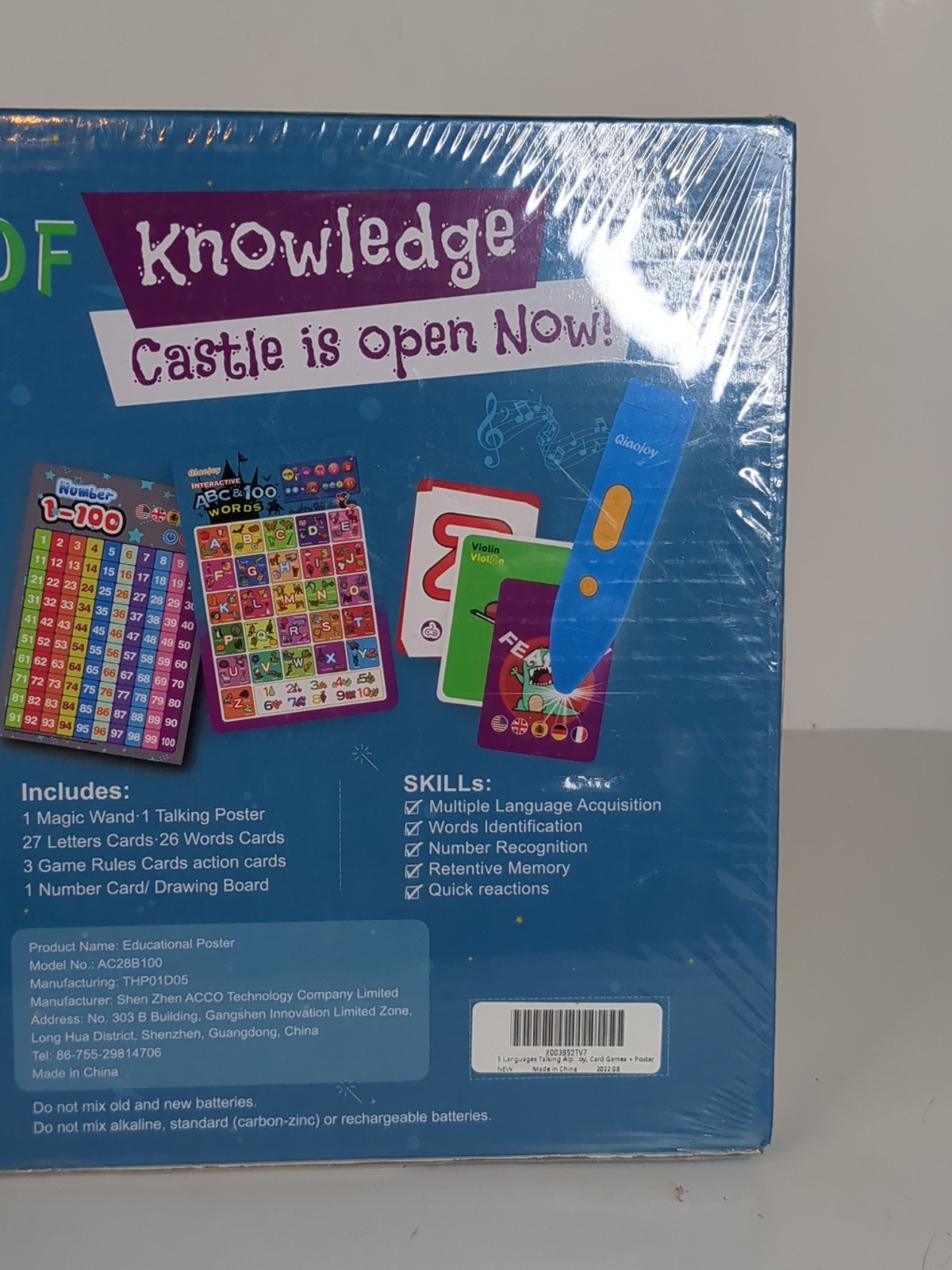 Qiaojoy Bilingual Interactive Talking Poster Card Games ABCs 123s 100 Words New