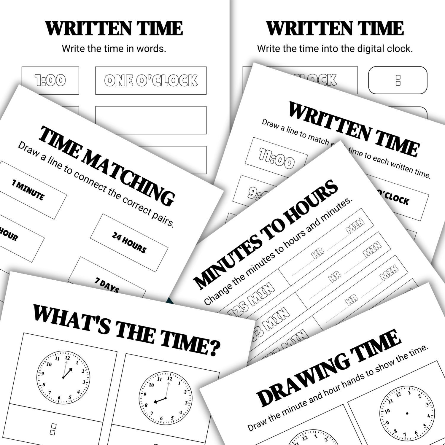 Telling Time Book For Kids | Fun Printable Worksheets | Learning to Tell Time