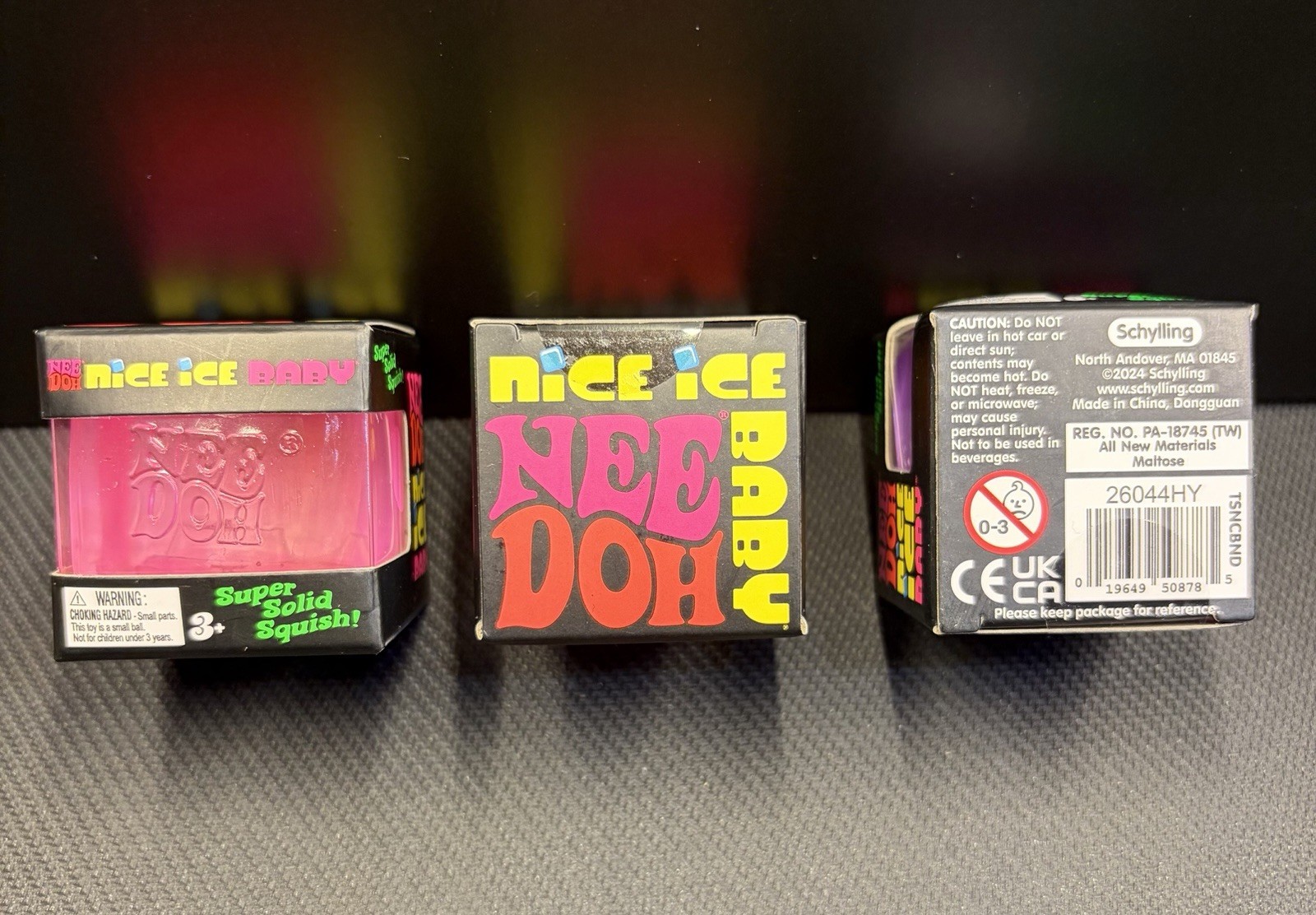 Lot of 3 Needoh NICE ICE BABY mini cube Blue, Pink & Purple- Authentic- NEW- FS