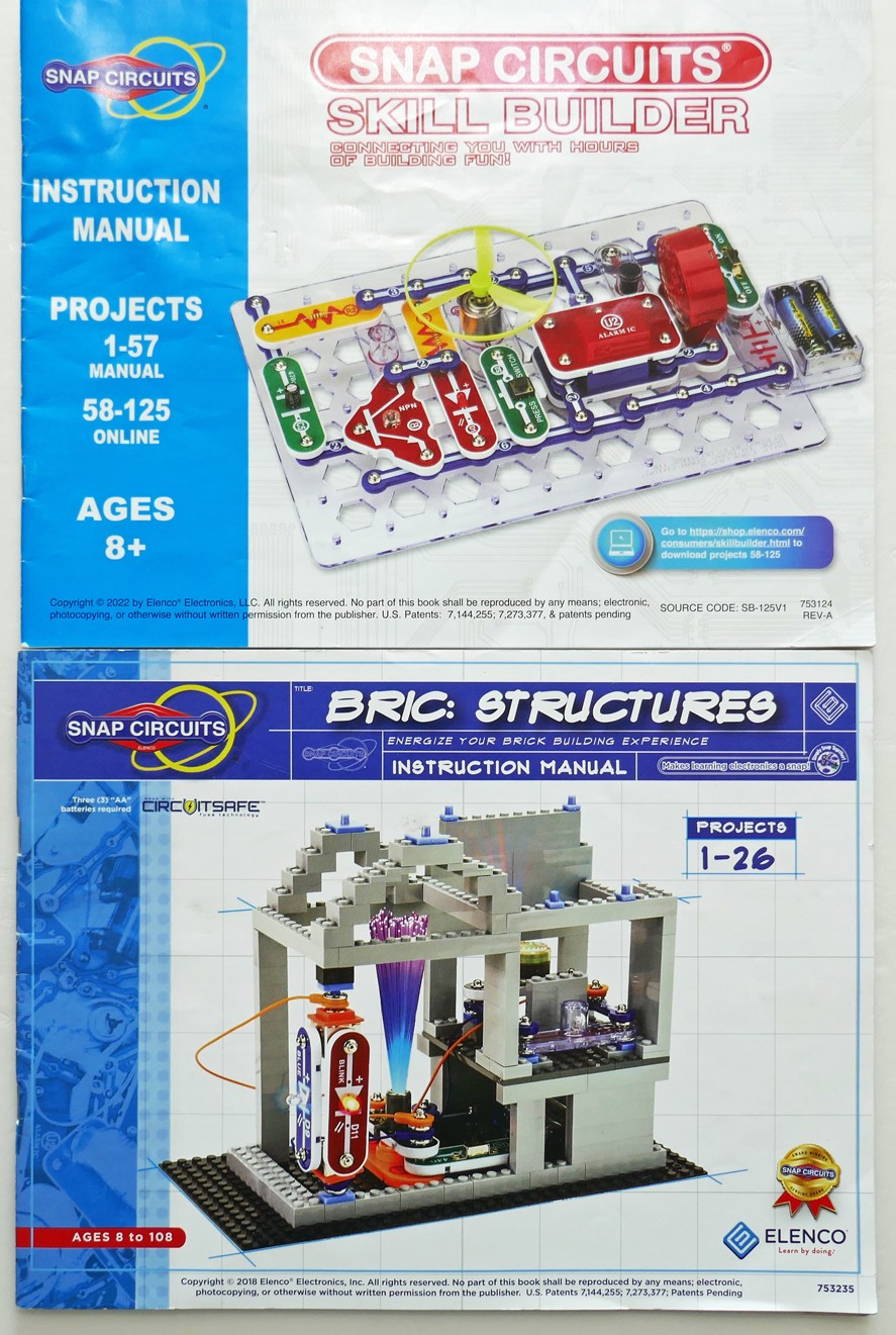 Elenco Snap Circuits 6 Instruction Manuals 1-101 2x/102-305/306-511/Skill/Bric