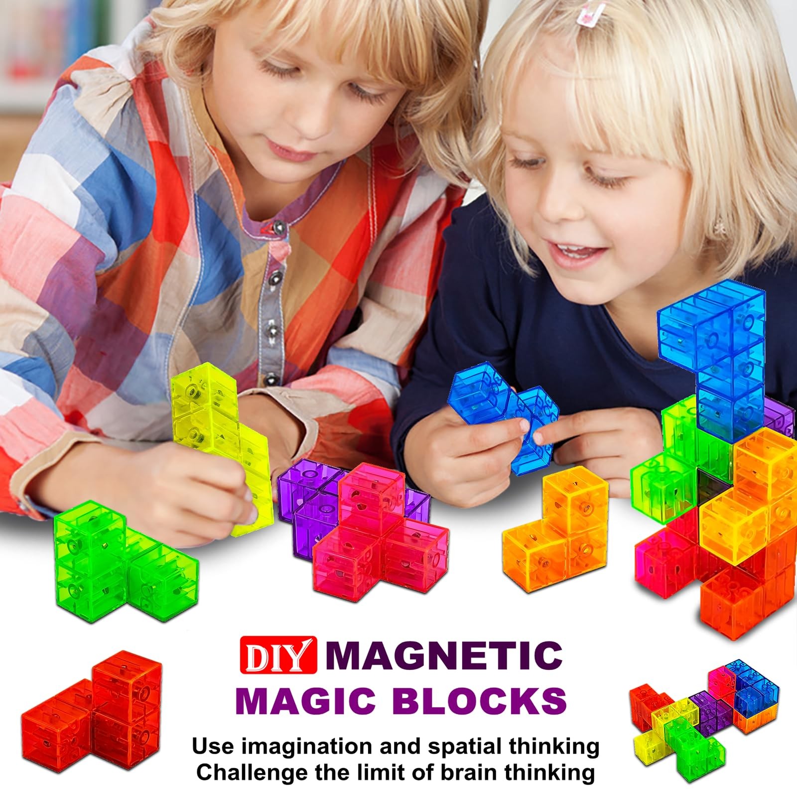 3D Magnetic Building Blocks Magic Cube Geometric Puzzle Fidget Toy Gift Set