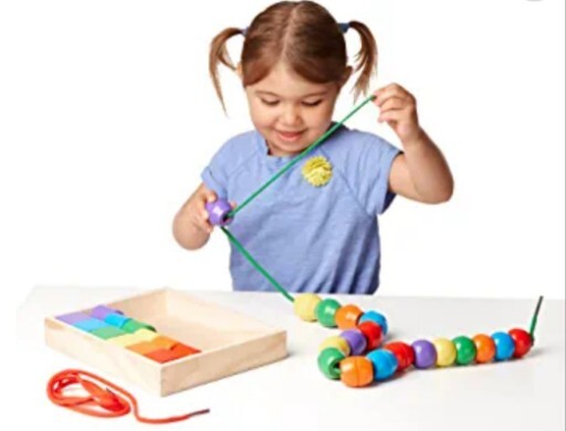(2) Melissa and Doug Wooden Lacing Beads, Go Tots Schoolyard Tumble Montessori