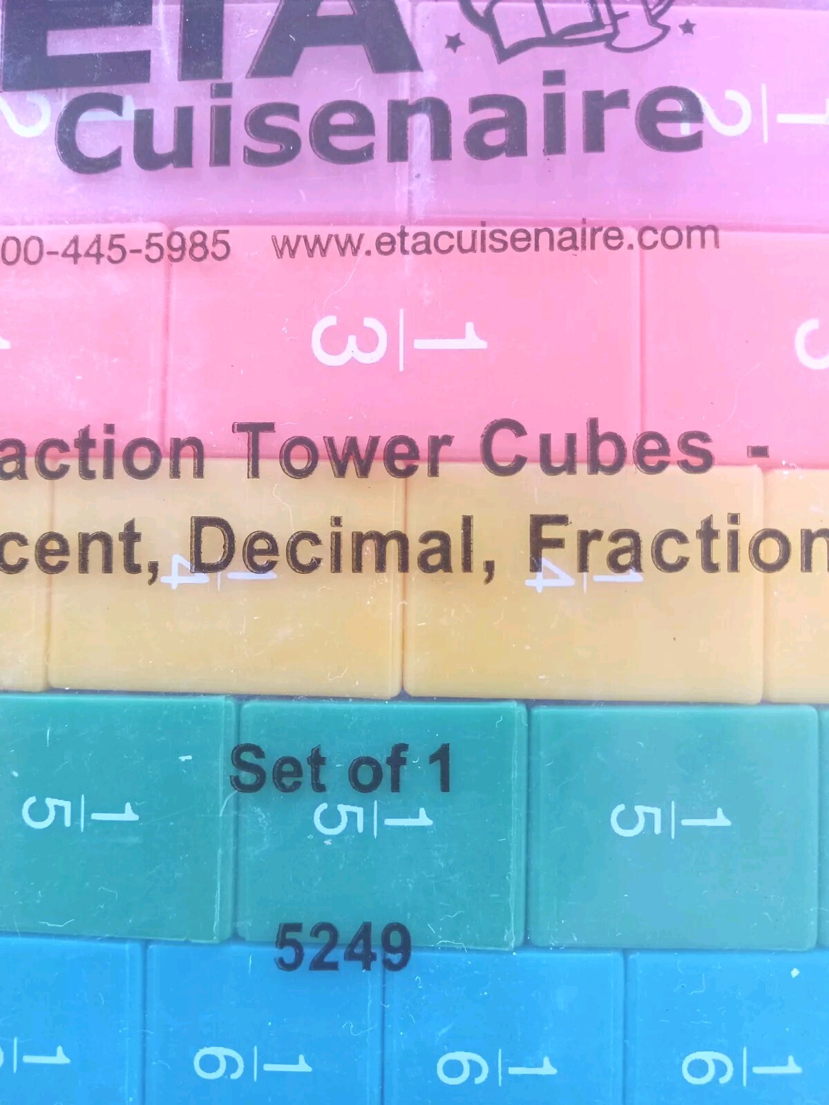 ETA Cuisenaire Fraction Tower Cubes Multicolored Fraction, Decimal, Percent