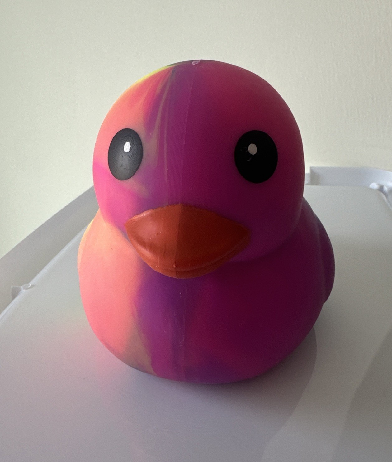Sunny Days Jumbo Squeezy Duck – Tie-Dye Squishy Stress Relief Toy (mostly pink)