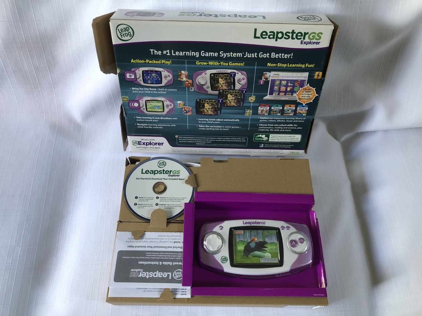 NEW (open box) LEAPFROG LEAPSTER GS PURPLE – Game Console & Camera – Fun!