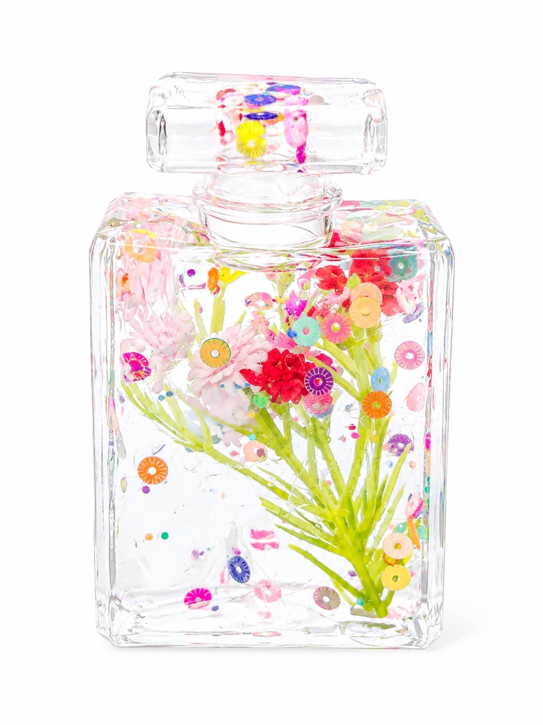 New Perfume Bottle Sugar SQUISHY Squeeze TOY Glitter RED PINK Flower