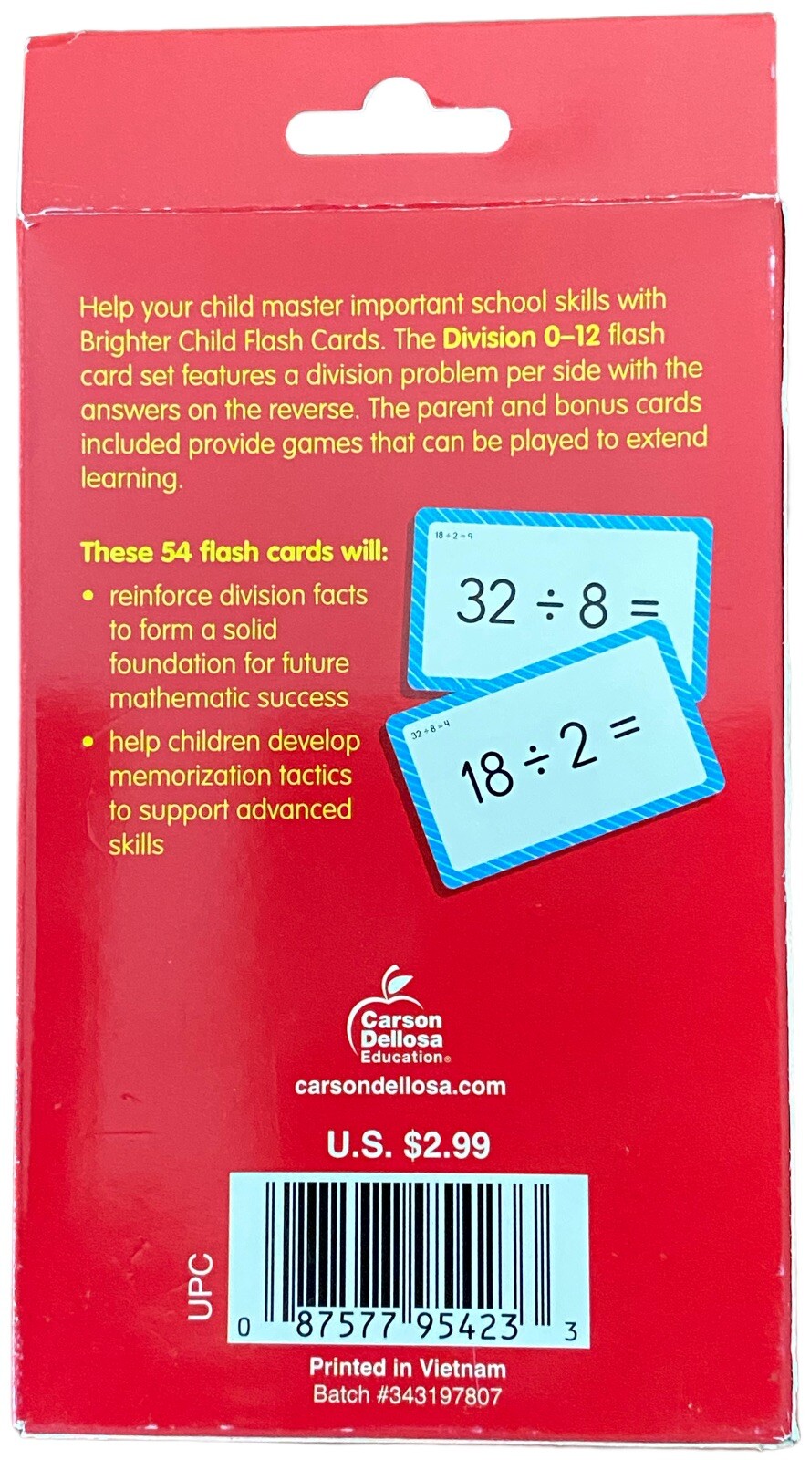 Carson Dellosa 3-Pack Math Flash Cards for Kids Ages 4-8, Addition Subtraction