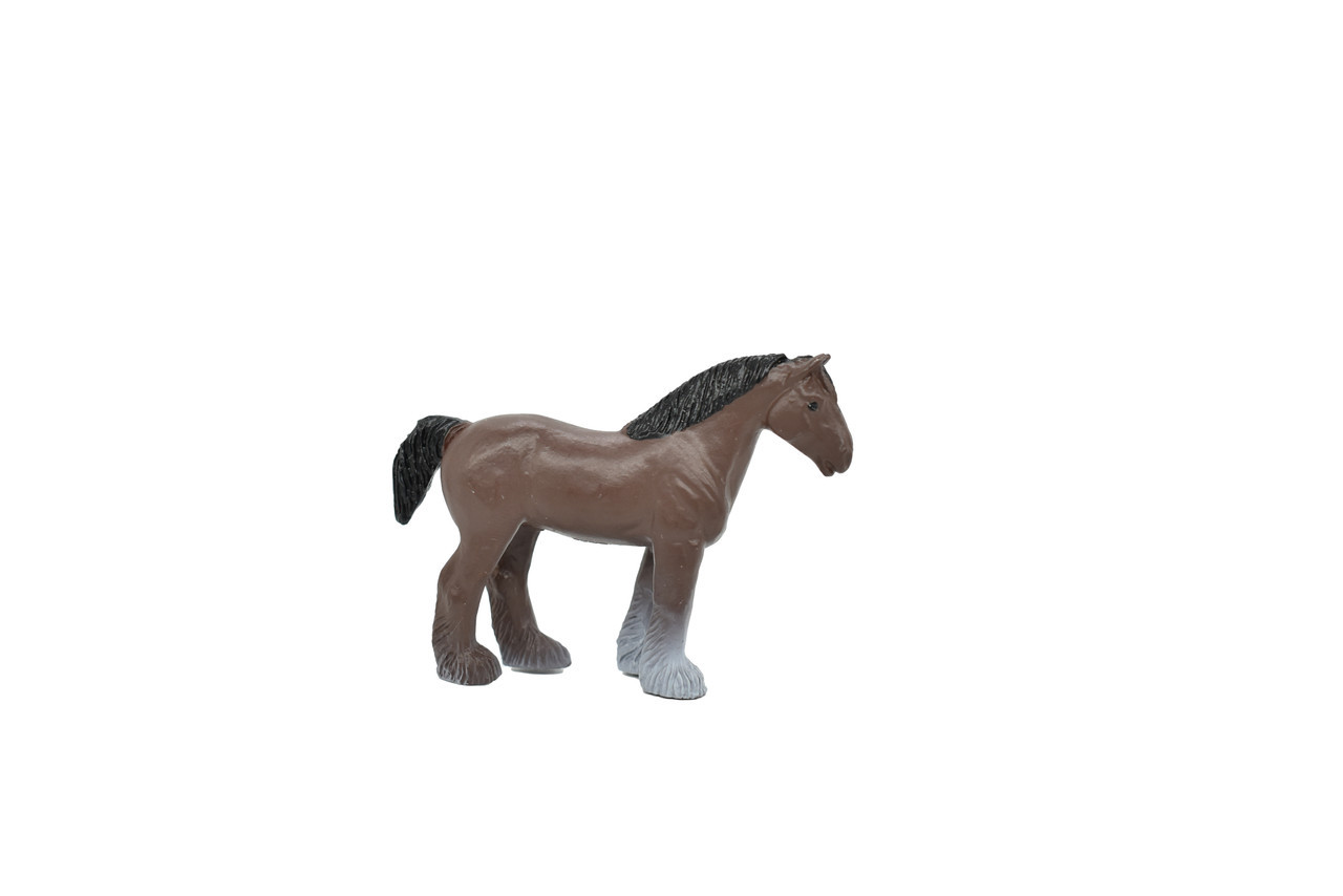 Toy Horse, Clydesdale, Brown, Plastic Realistic Farm Model 2.5 Inches F7022 B97