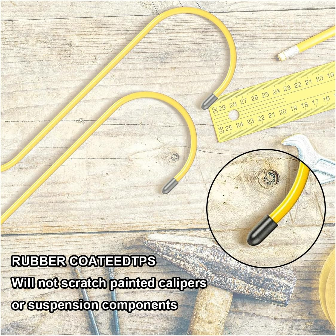 Car Brake Caliper Hooks, Auto Brake Caliper Hangers with Rubber Tips, Universal