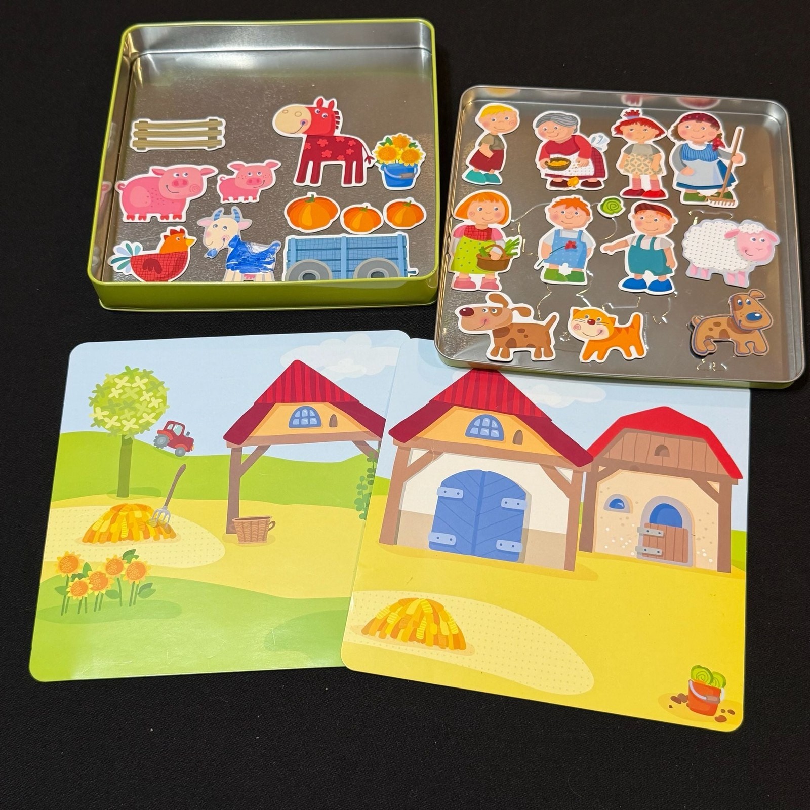 2 HABA Magnetic Games Dress-up Doll Lilli and Peter & Pauline’s Farm Travel Tins