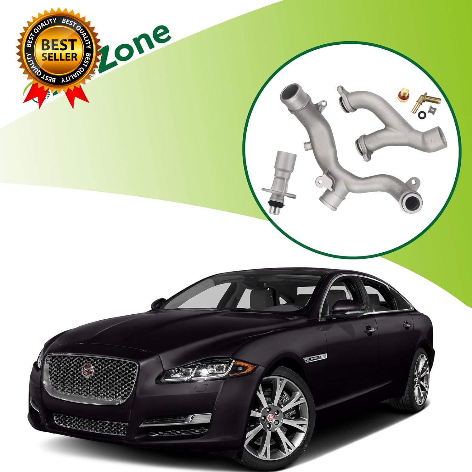Upgraded Aluminum Coolant Outlet Pipes Kit Compatible with Jaguar,Land Rover