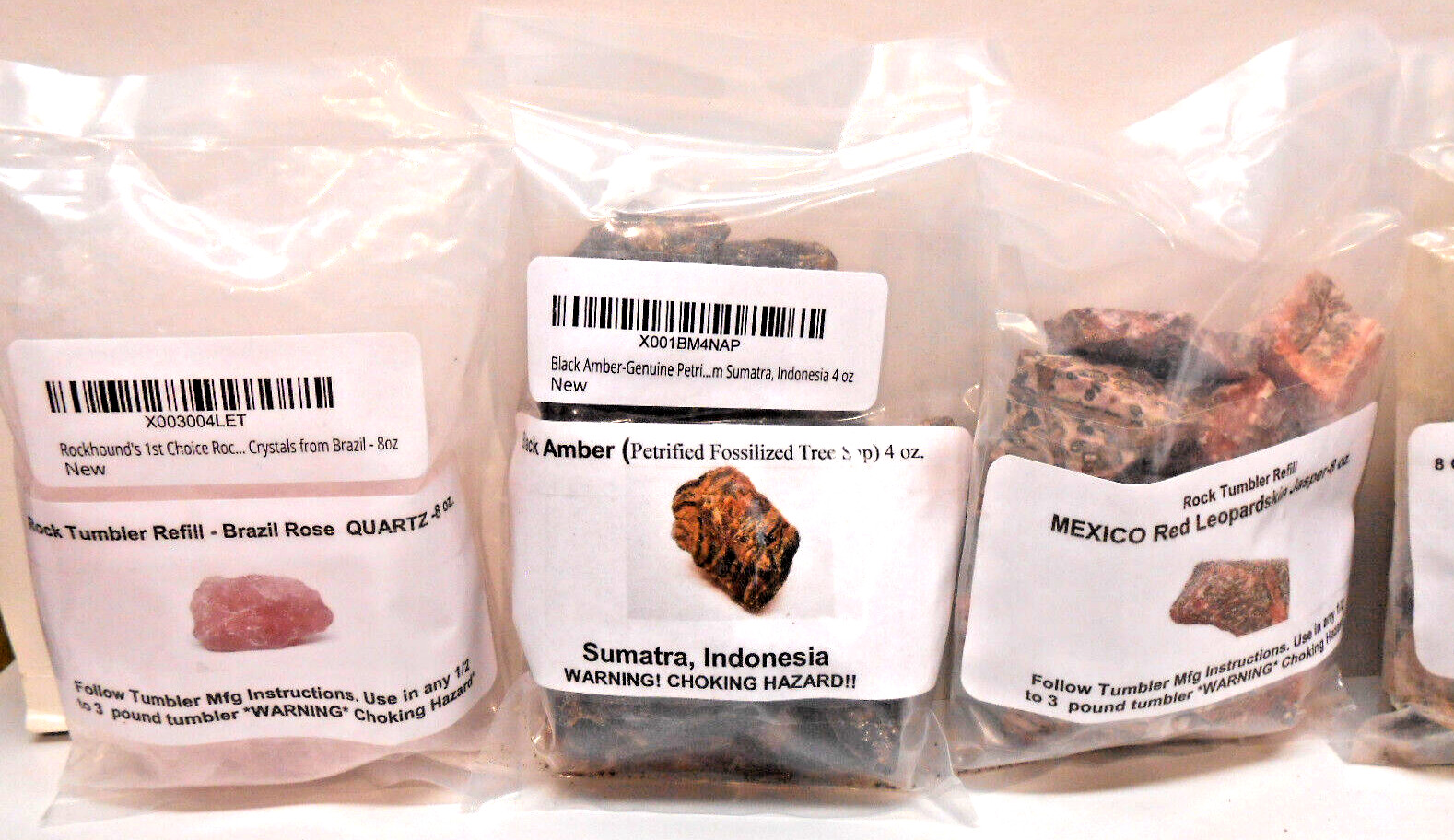 Rock Tumbler Gem Refill Rock/Gem Rough (5) Different 4-8oz Bags near 2 lbs total