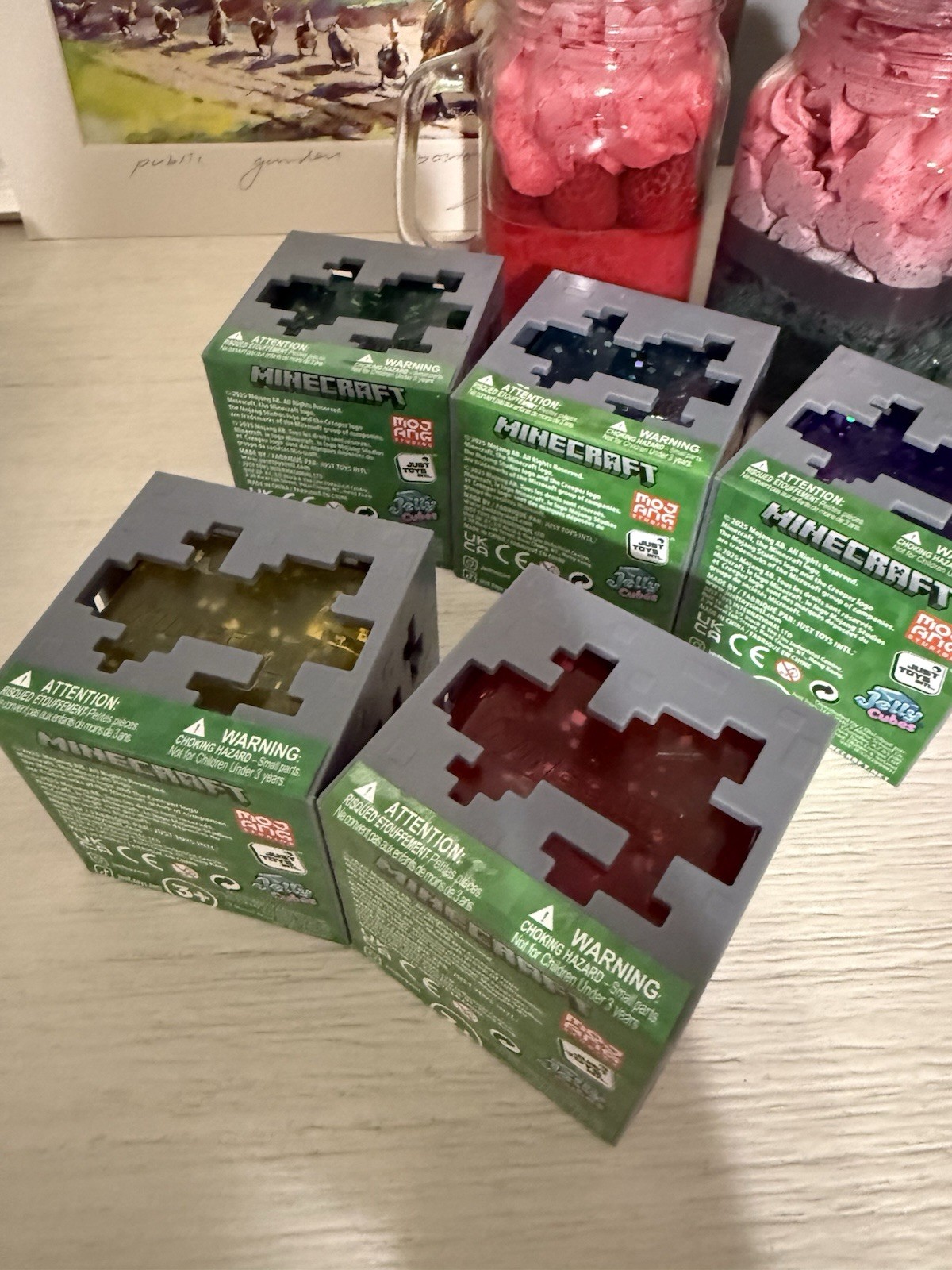 Minecraft Jelly Cubes Complete Full Set Lot of 5 Just Toys Fidget Squishy Toy