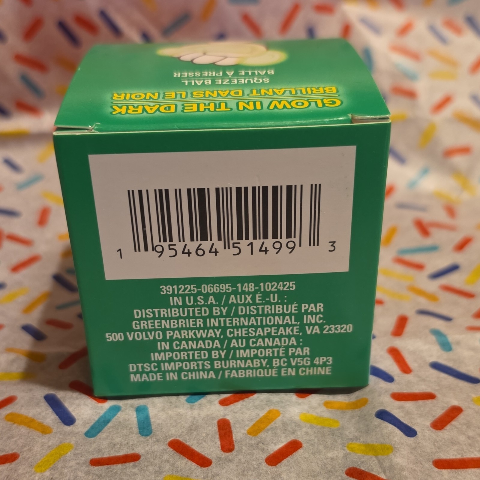 Novelty World Glow in the Dark Squeeze Ball White Age 3+ Age Level 3-4 Years