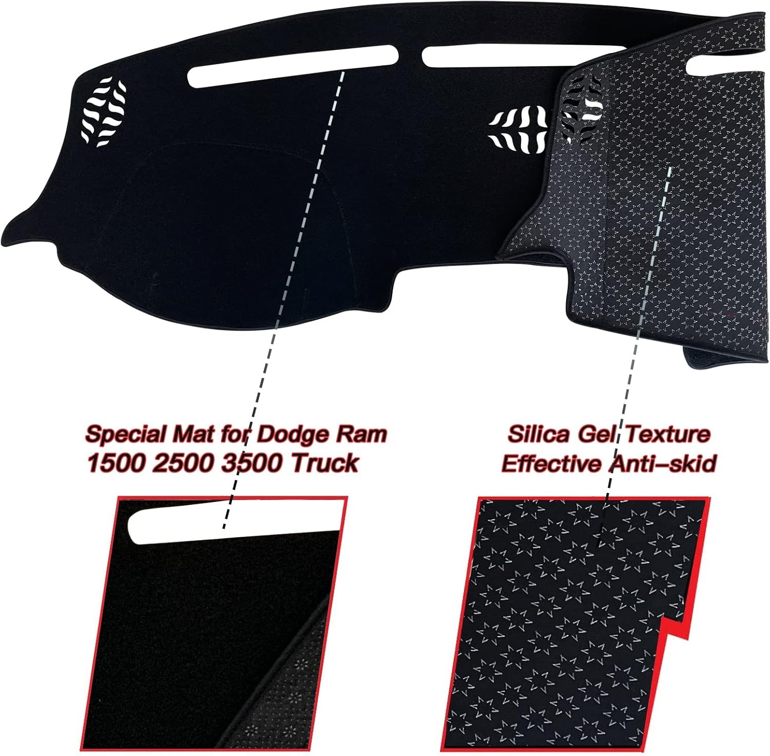 Dash Mat Cover Custom Interior Center Console Compatible with Dodge Ram 1500 250