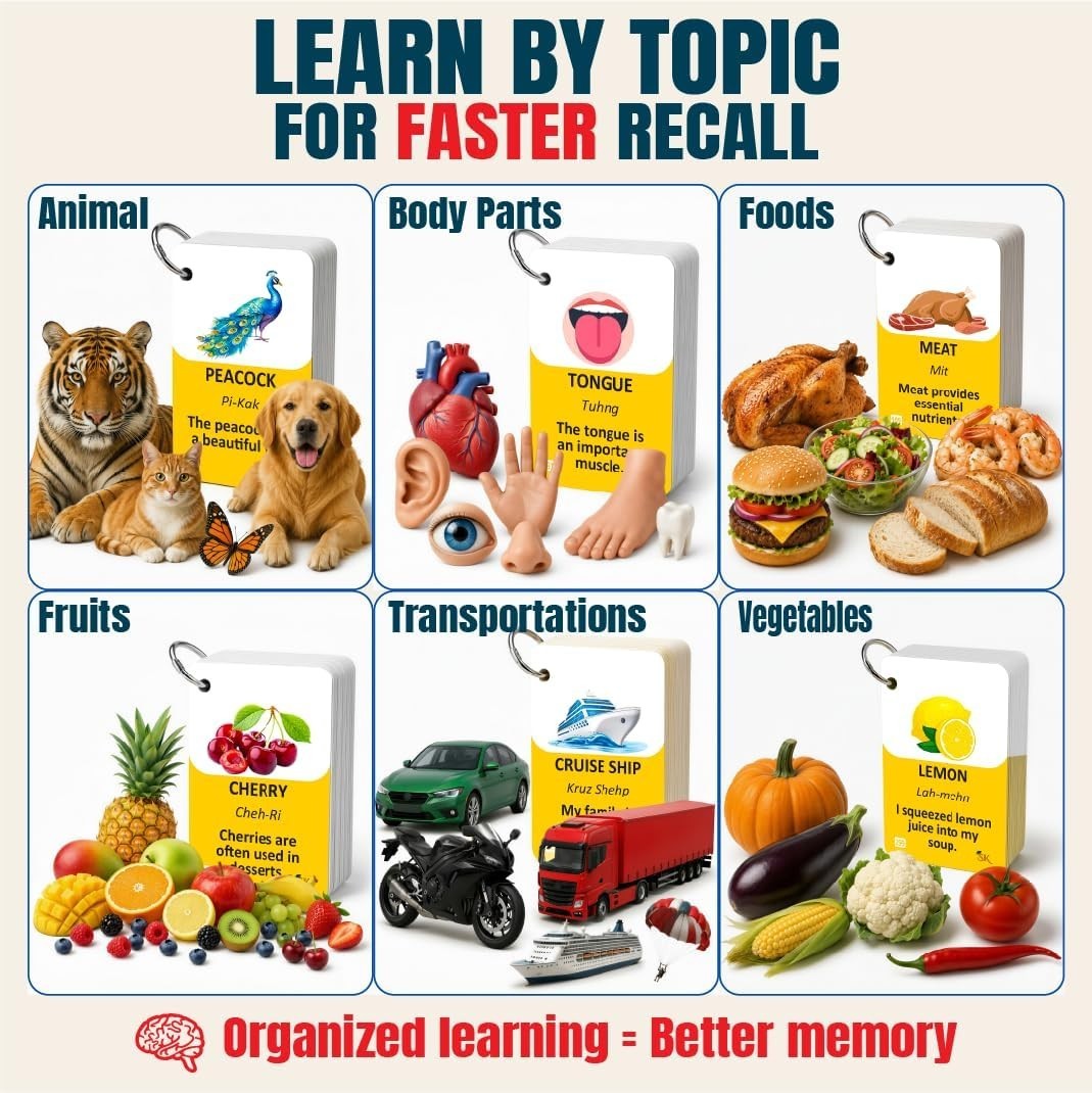 300 Bilingual English Spanish Flash Cards for Adults & Kids Ages 12+ Beginner…