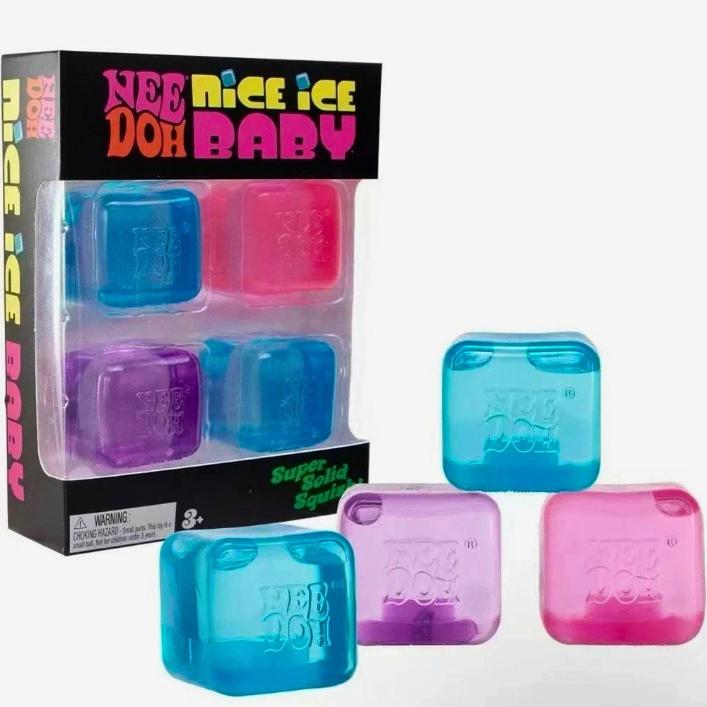 Needoh Nice Ice Baby 4 Pack Mini Cubes Squishy Stress Fidget Toy Authentic