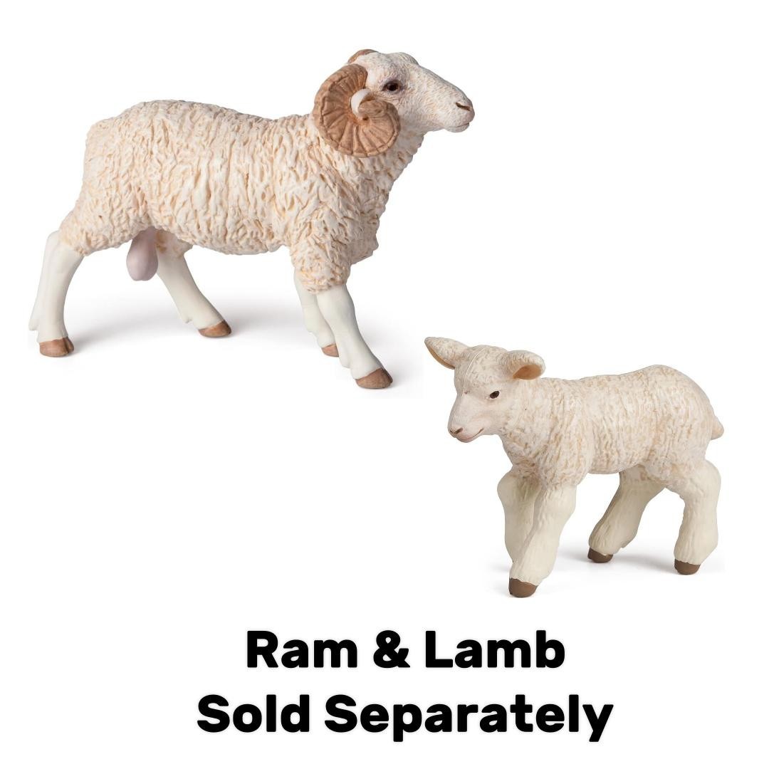 Sheep Figurine – Hand Painted Collectible Ewe Farm Animal Toy Figure – NEW Papo
