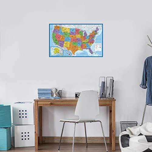 Palace Learning Laminated USA Map – 18″ x 29″ – Wall Chart Assorted Colors