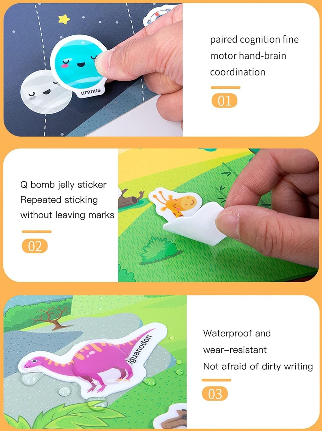 Jelly Reusable Sticker Books for Toddlers 1-3 2-4 , Portable Travel Toys Stic…