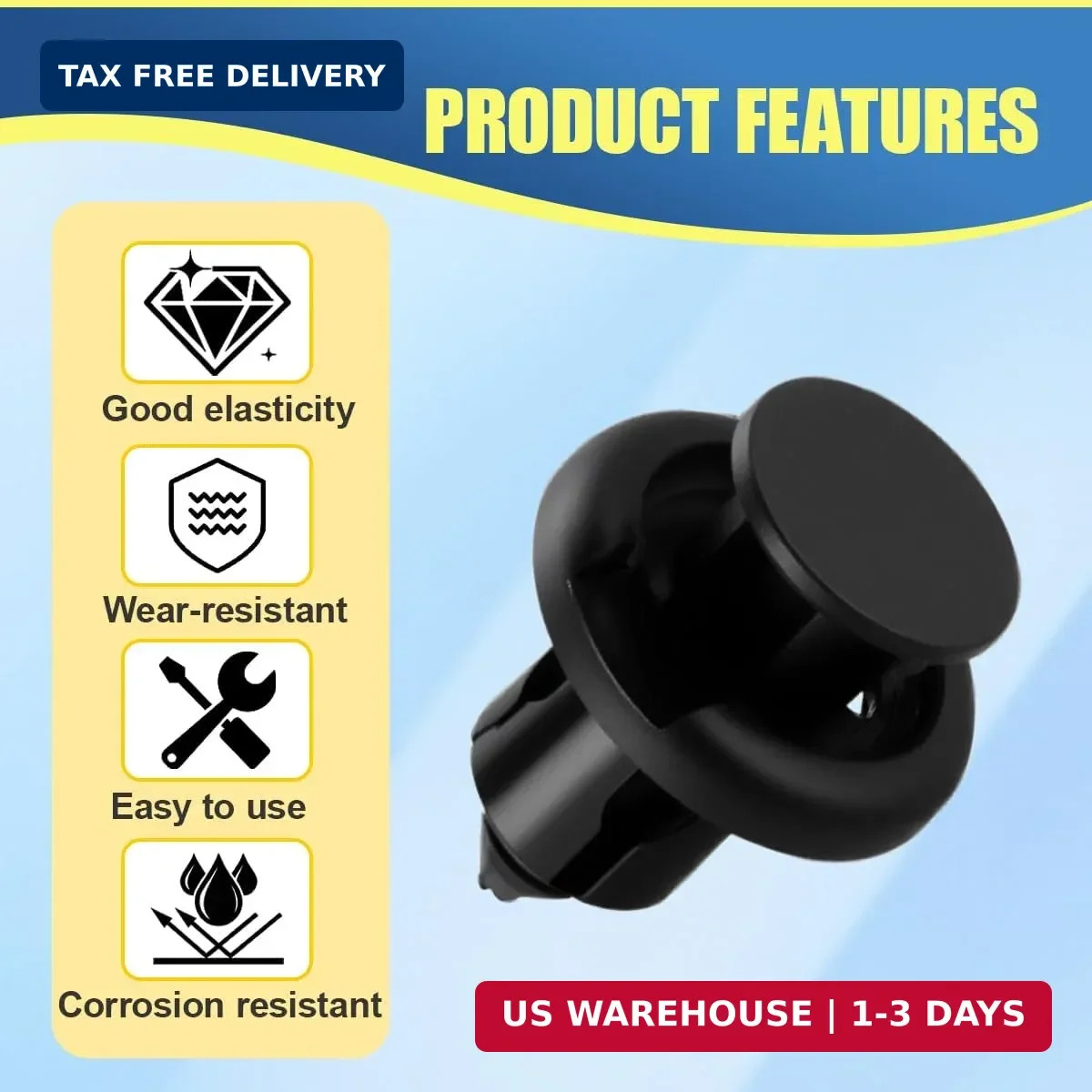Car Front Bumper Retainer Clips, 10mm Nylon Push-Type Screws for Fixing Fenders