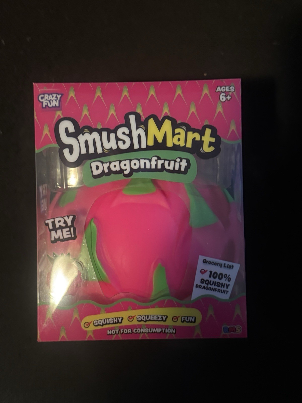 Crazy Fun SmushMart Dragonfruit Squishy Tactile Squeeze Toy Pink/Green Ages 6+