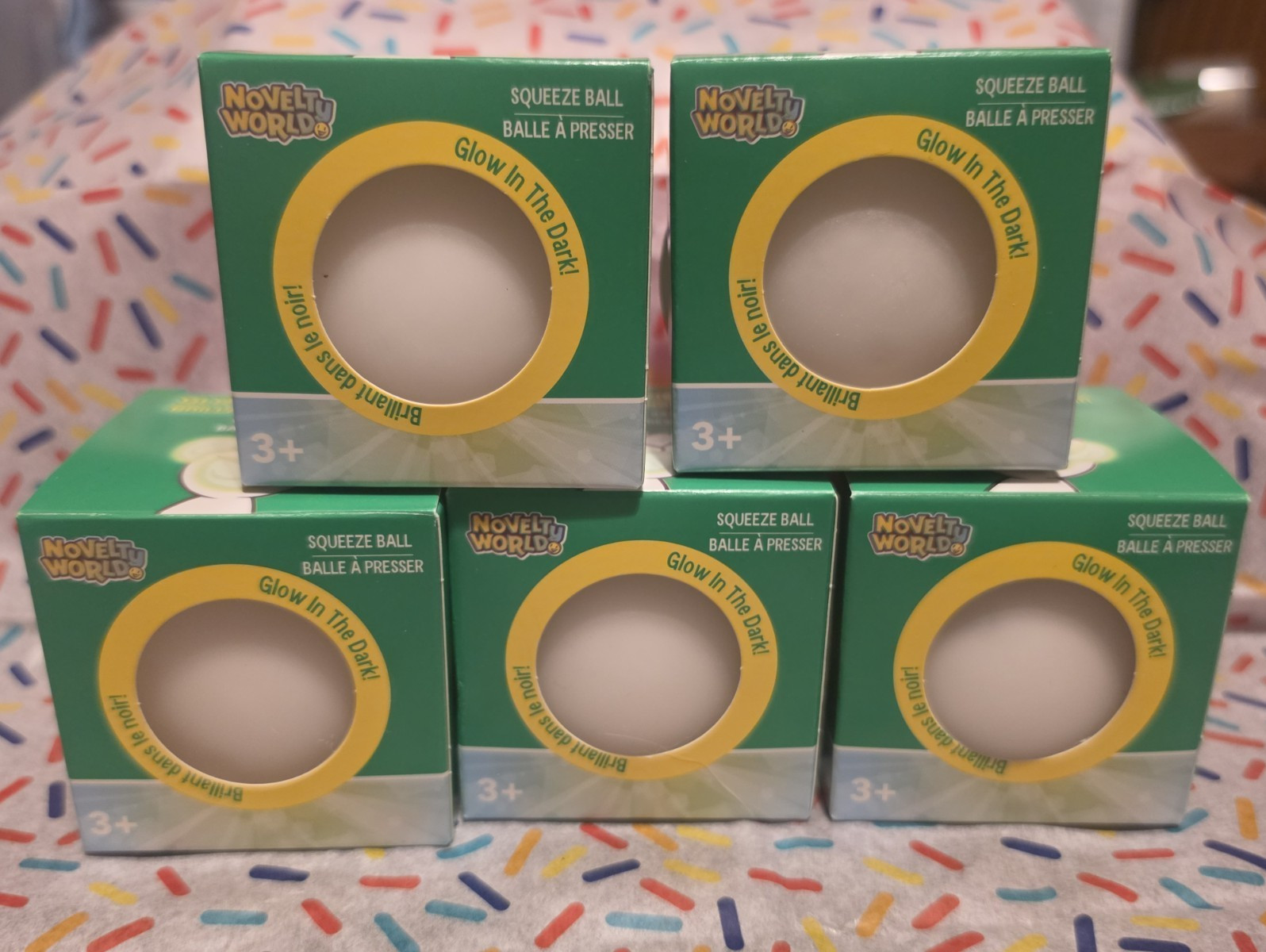 Novelty World Glow in the Dark Squeeze Ball White Age 3+ Age Level 3-4 Years