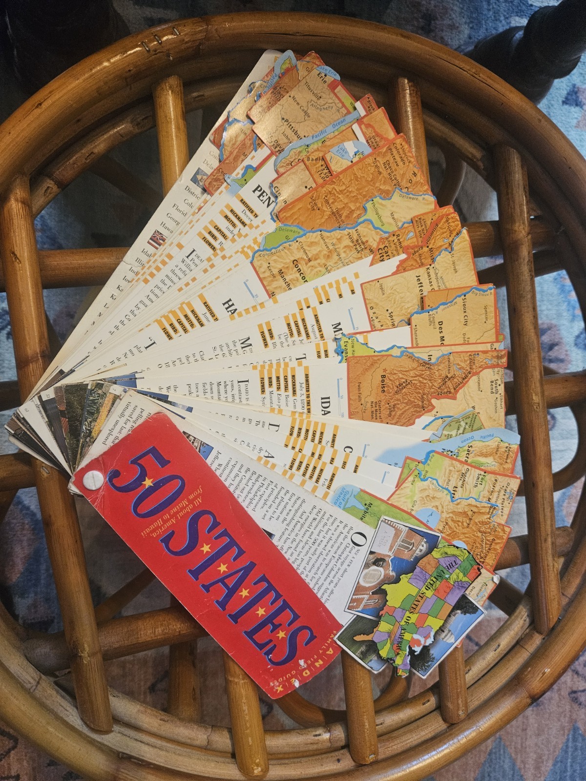 FANDEX Family Field Guides 1998 50 States Flash Cards Game US Geography