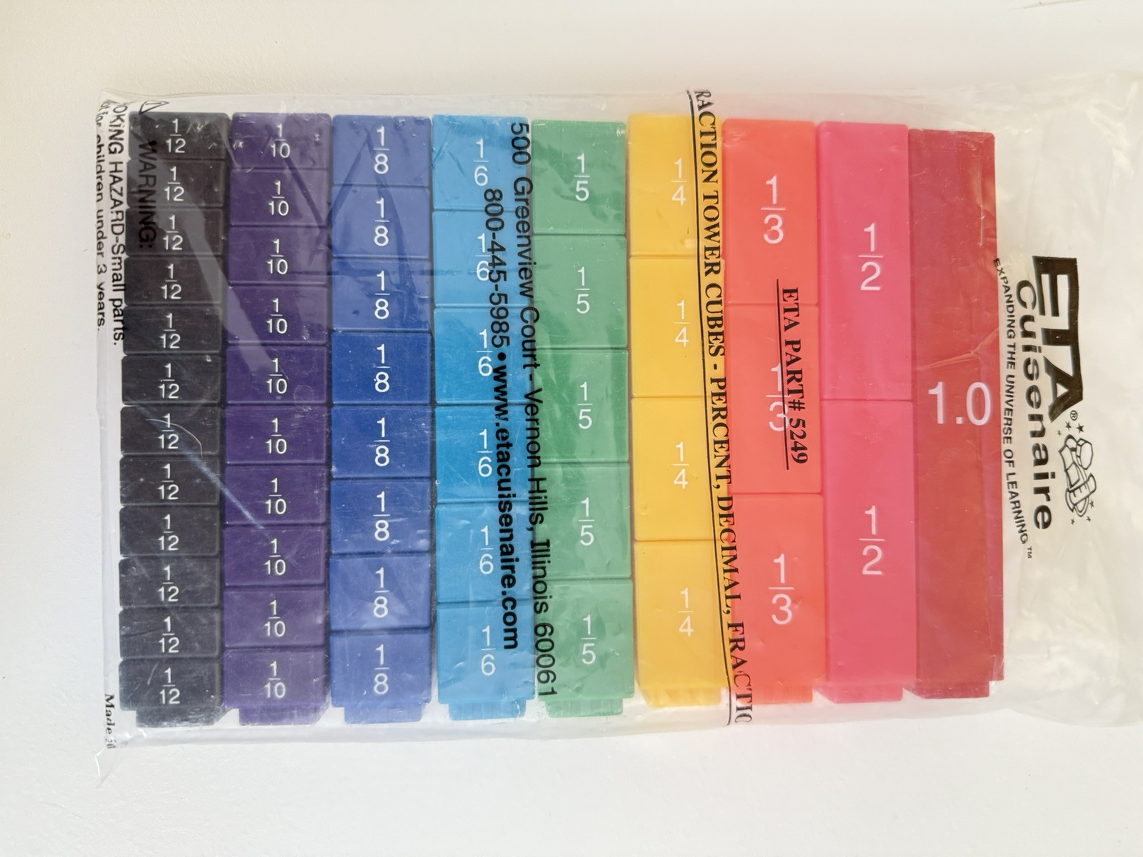 ETA CUISENAIRE FRACTION TILE SET-51 PIECES-MANIPULATIVE