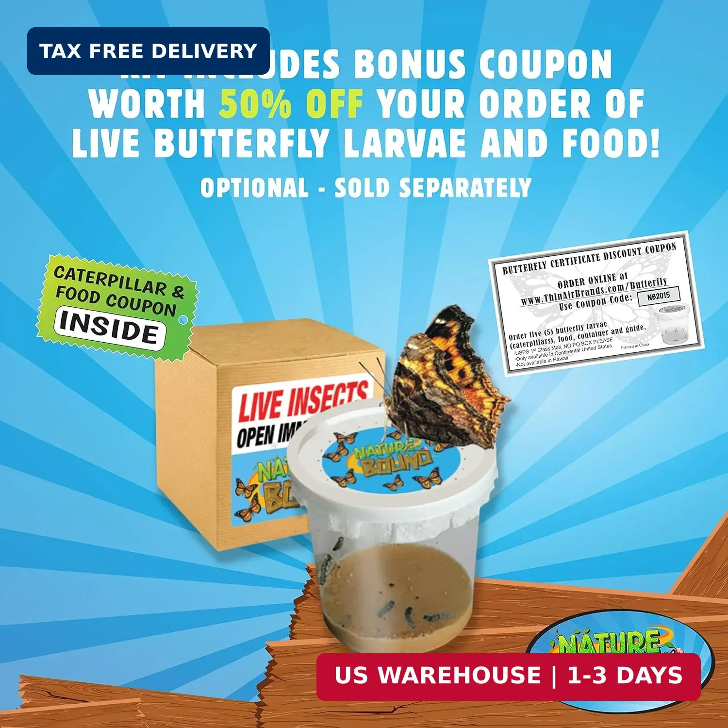 Nature Bound Butterfly Growing Kit – Live Caterpillar to Butterfly Project for K