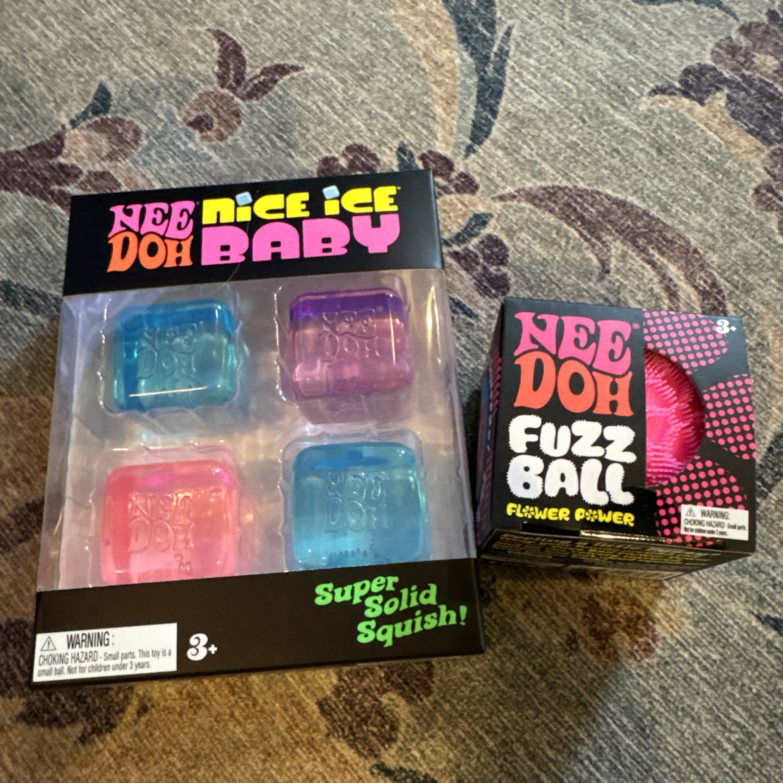 Nee Doh Fuzz Ball Nice Ice Baby 4 pack Cubes Pink Blue Purple Sealed Authentic