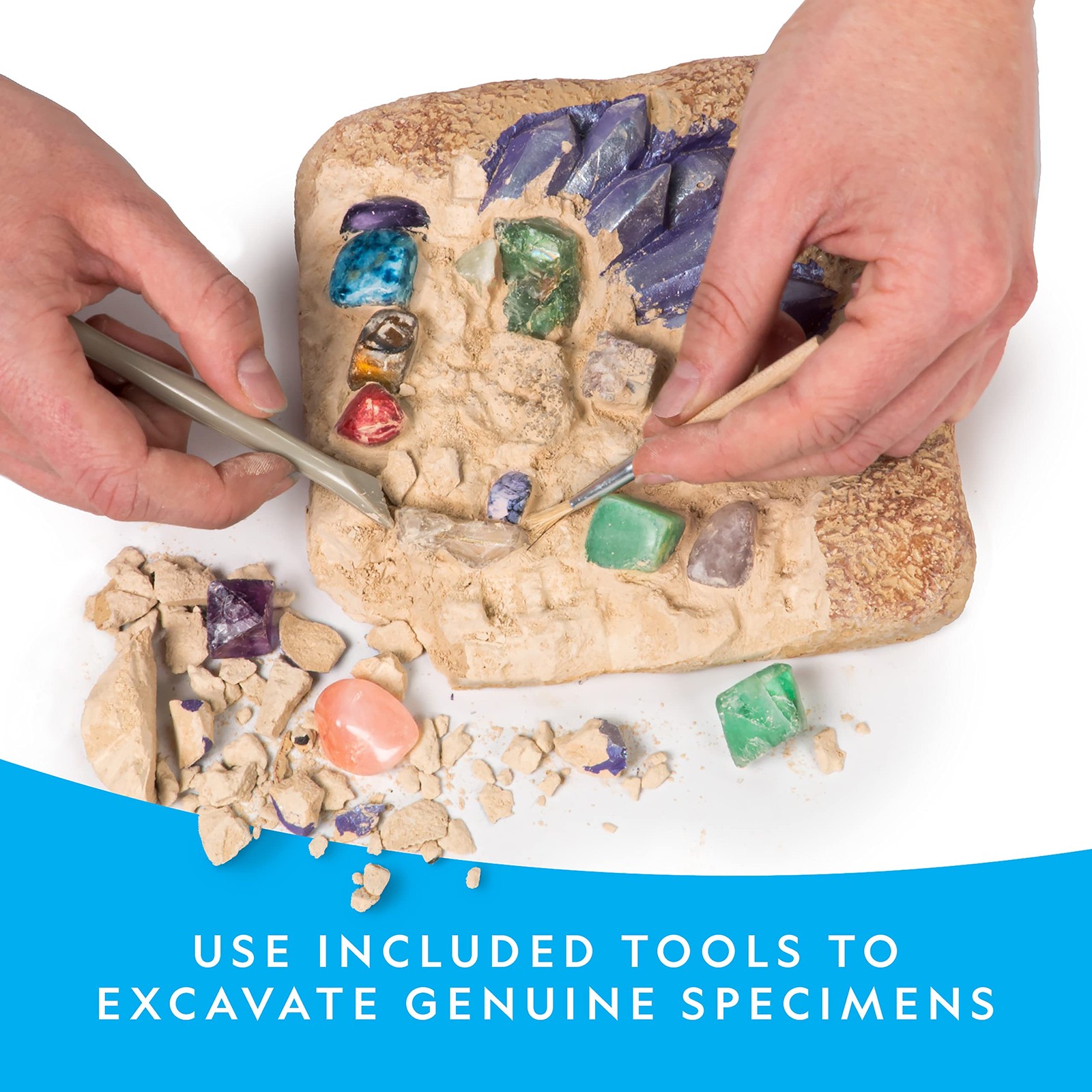Blue Marble National Geographic Mega Gemstone Dig Kit Dig Up 15 Real Gemstones