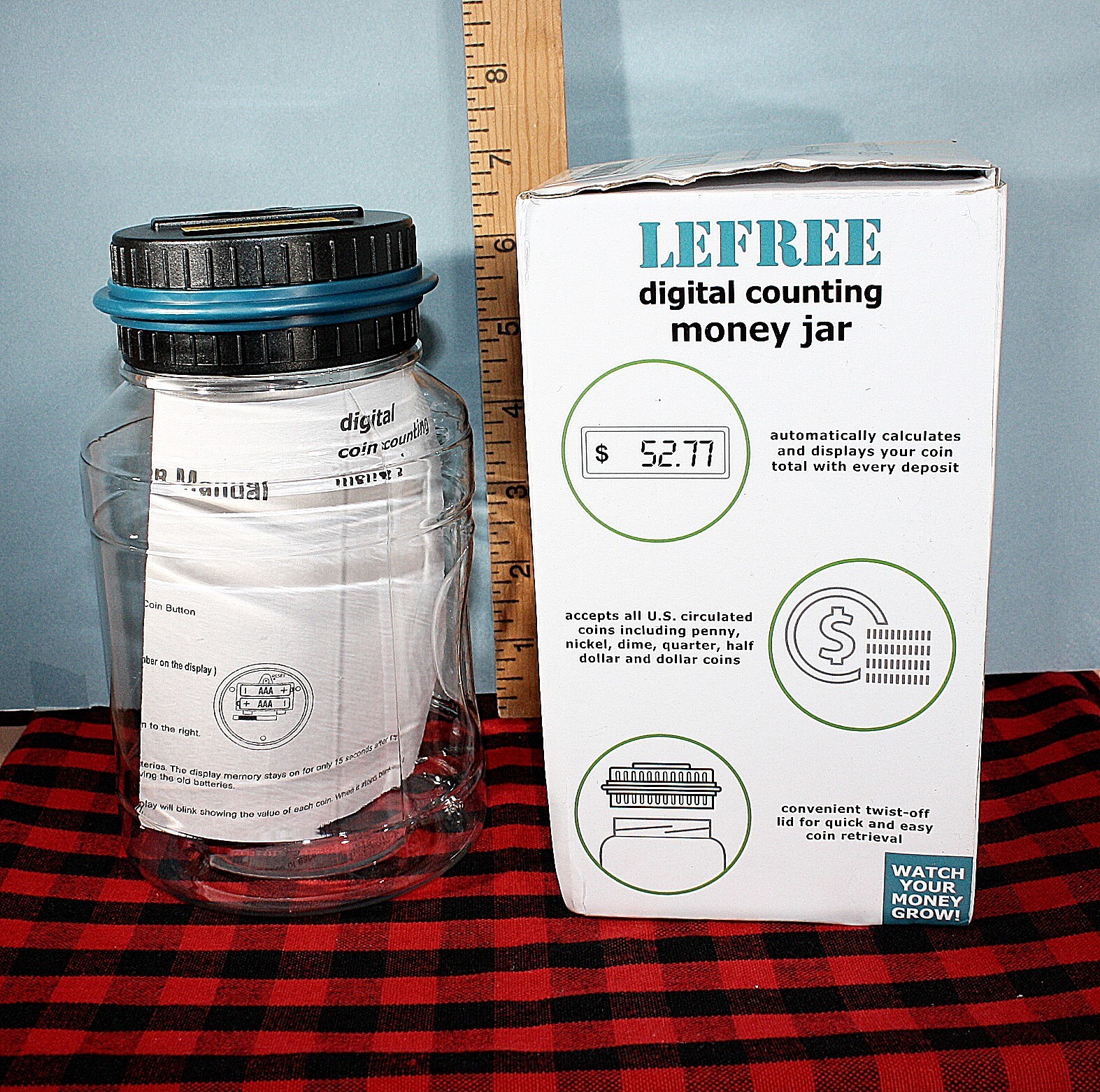 Digital Coin Counting Jar Bank LCD Change Counter Money Saving Jar New in Box