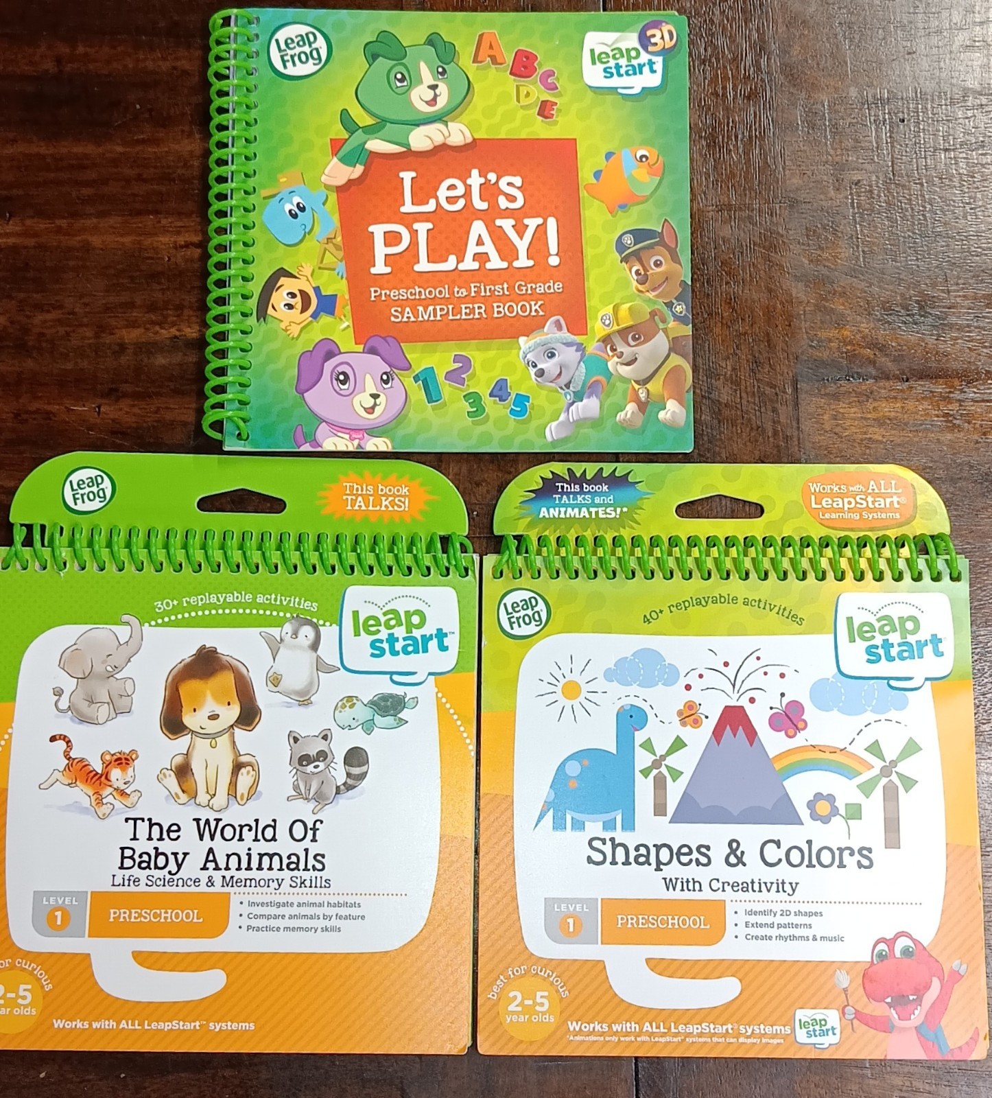 Leap Frog Leap Start Spiral Book Lot of 6 FROZEN MICKEY TROLLS Sampler 3D Lv 1-3
