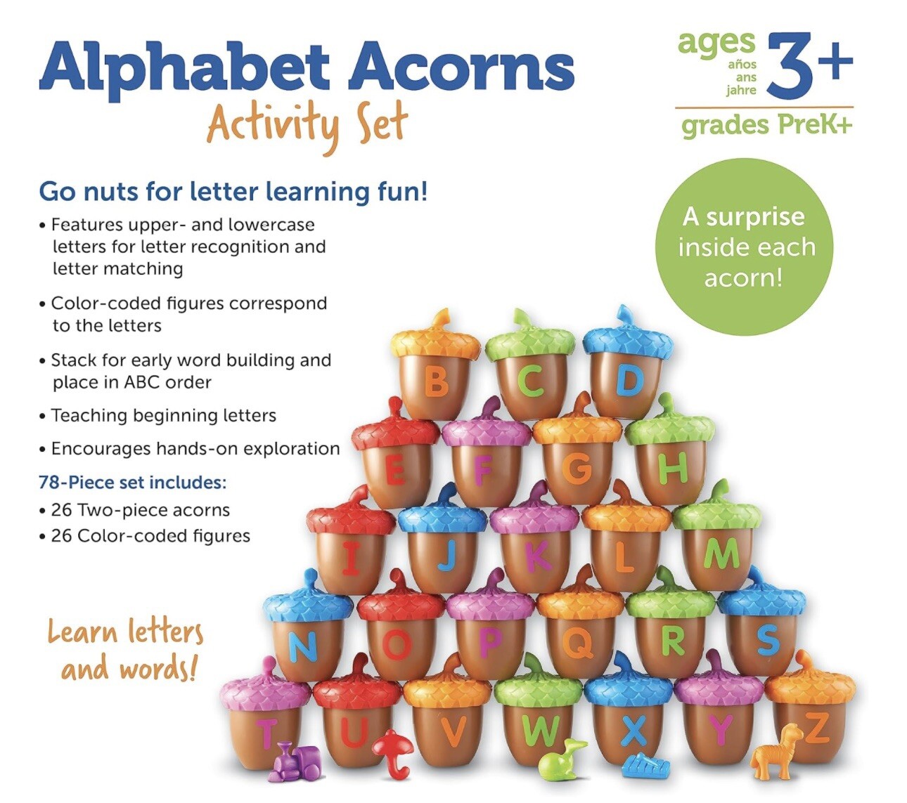 Learning Resources Alphabet Acorns Activity Set 100% Complete 78 Pieces