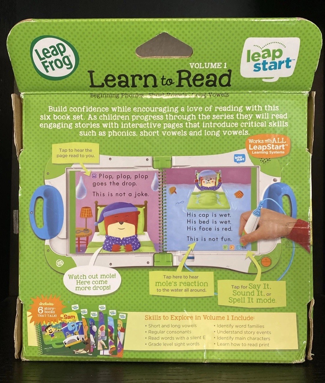 Leapfrog LeapStart Learn to Read Vol 1 Green Books 1-6 Early Reading Ages 4-7