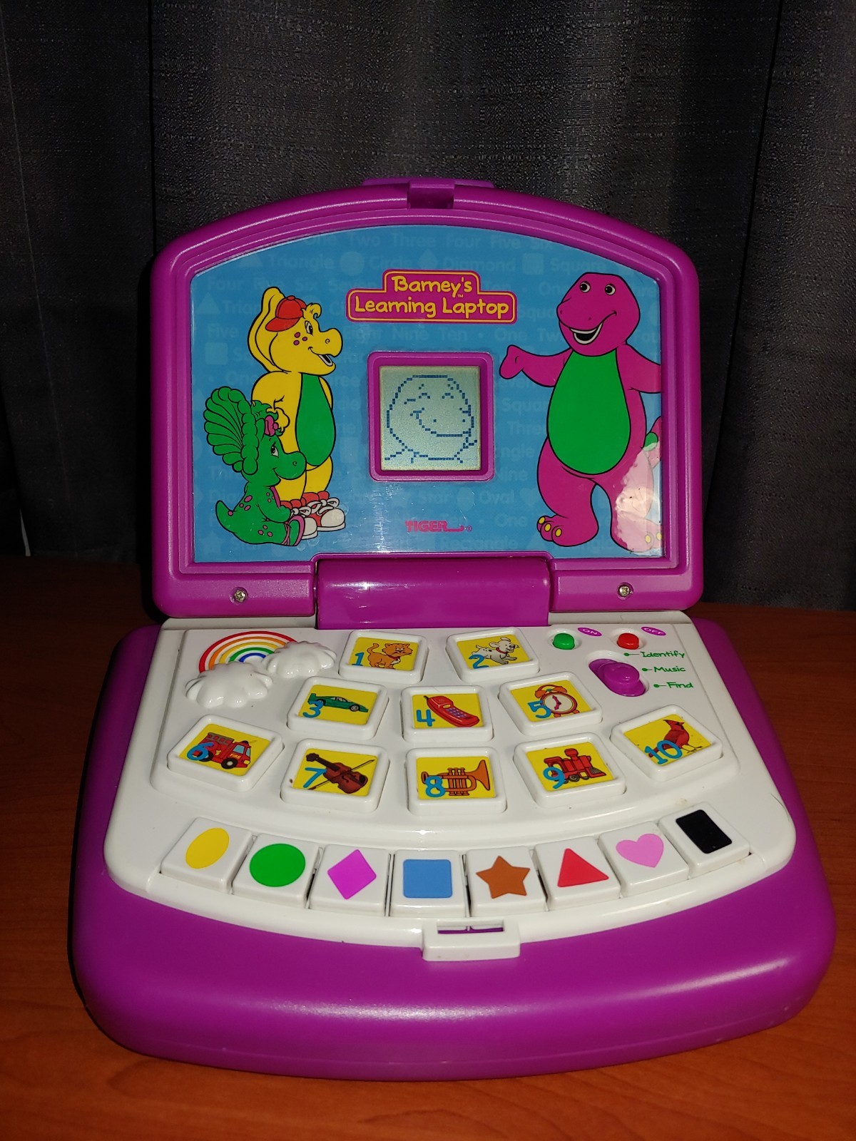 Vintage Barney’s Learning Laptop 1999 Interactive Tiger Toy Educational WORKS