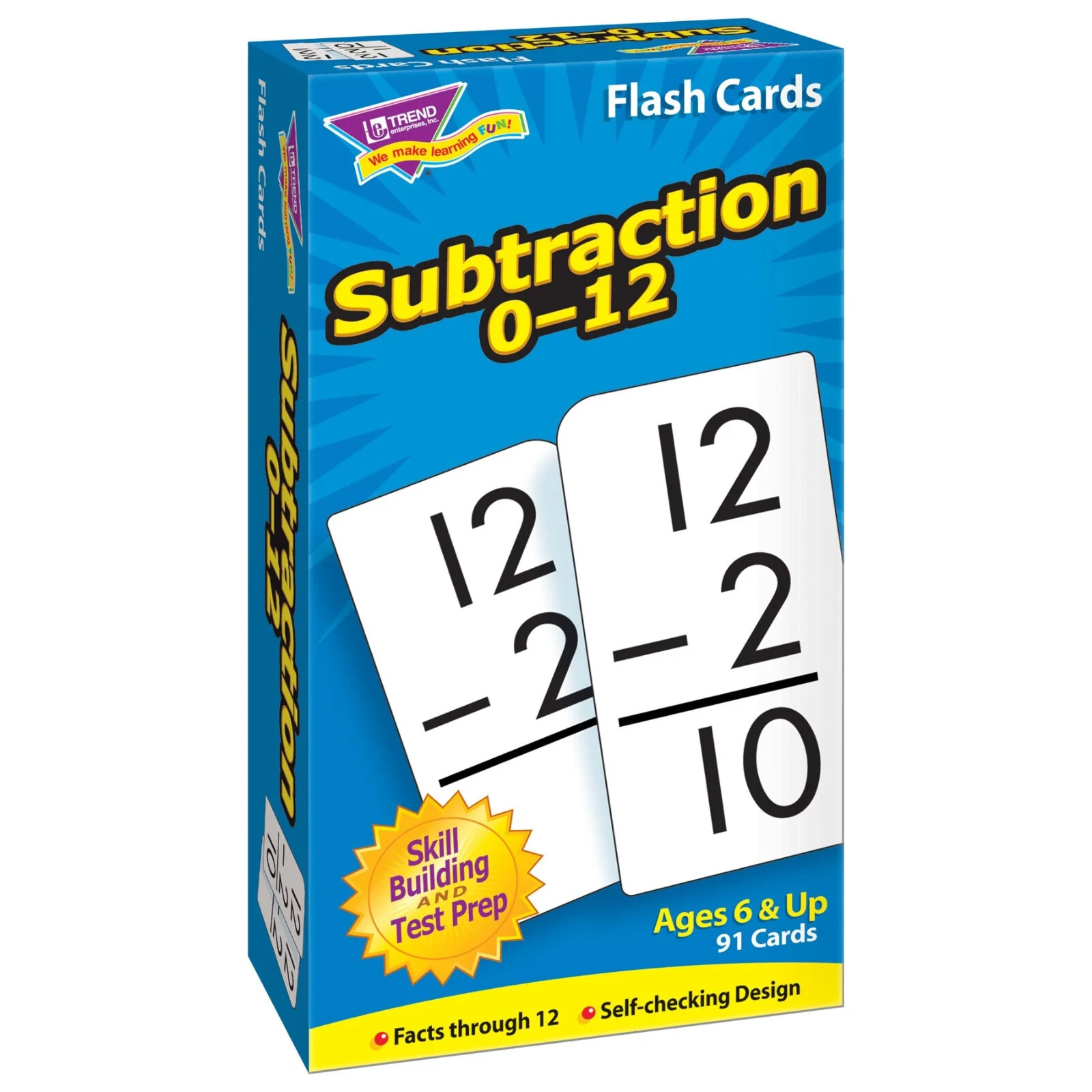 Trend Enterprises Subtraction 0-12 Skill Drill Flash Cards, Age 6 & up