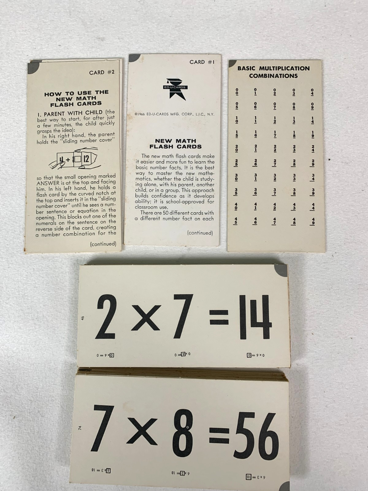 Vtg Multiplication Flash Cards Ed-U-Cards No Slider & Teach Me School Set of 2