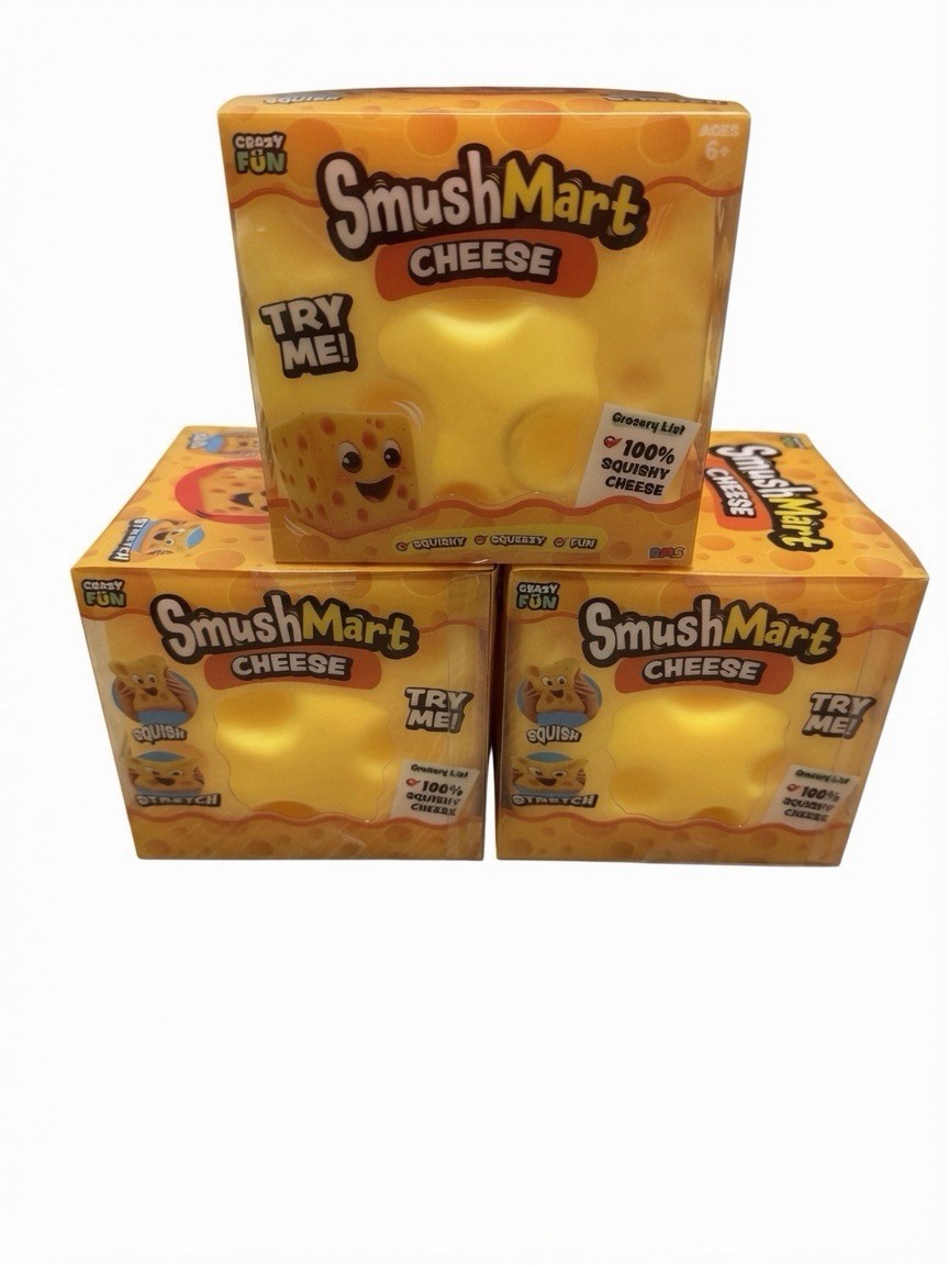 3 Pack SmushMart Cheese Squishy Toys Stretch Squeeze Stress Relief New