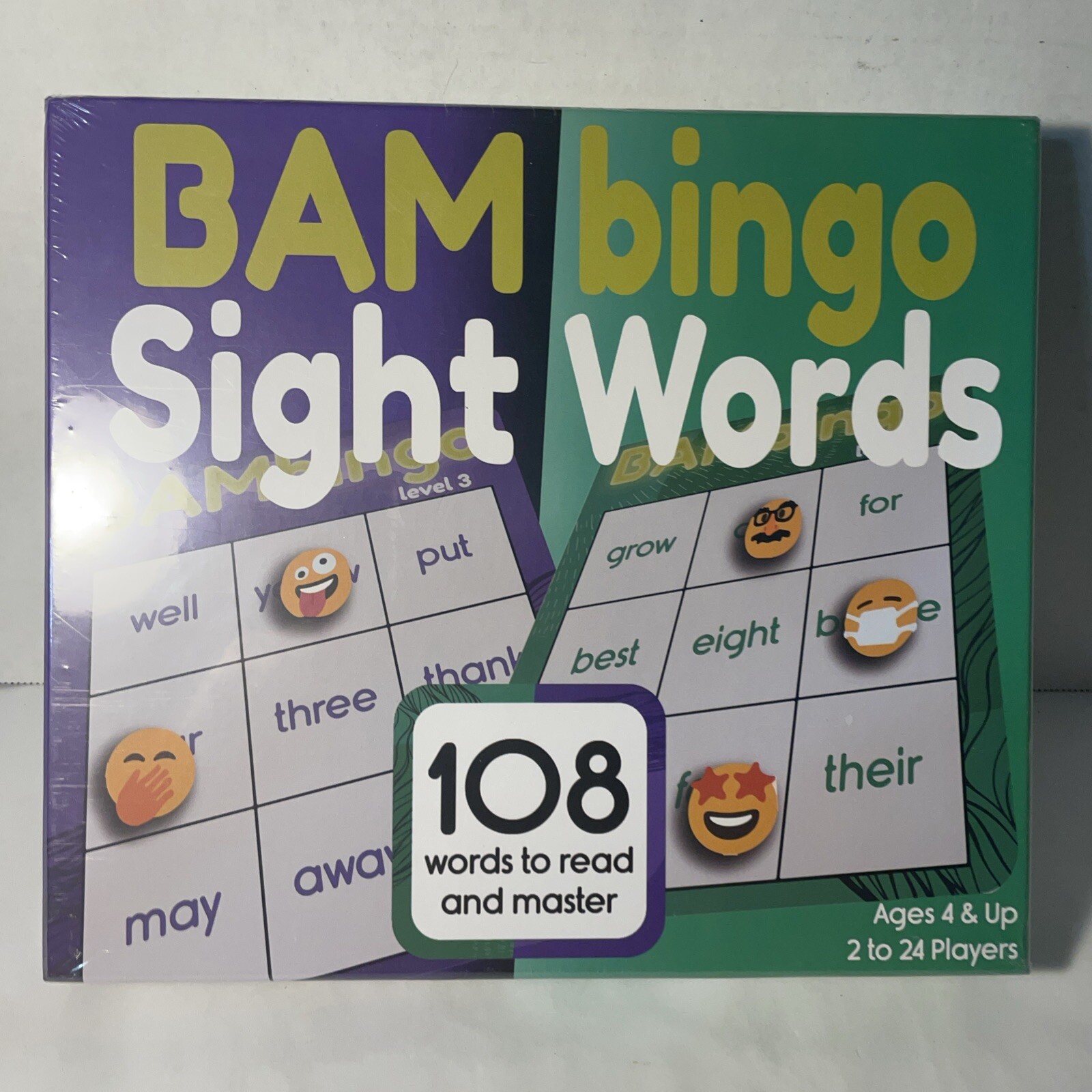 BAM Bingo Sight Words Game, Ages 5+, 2+ Players 108 Vocabulary Words Sealed