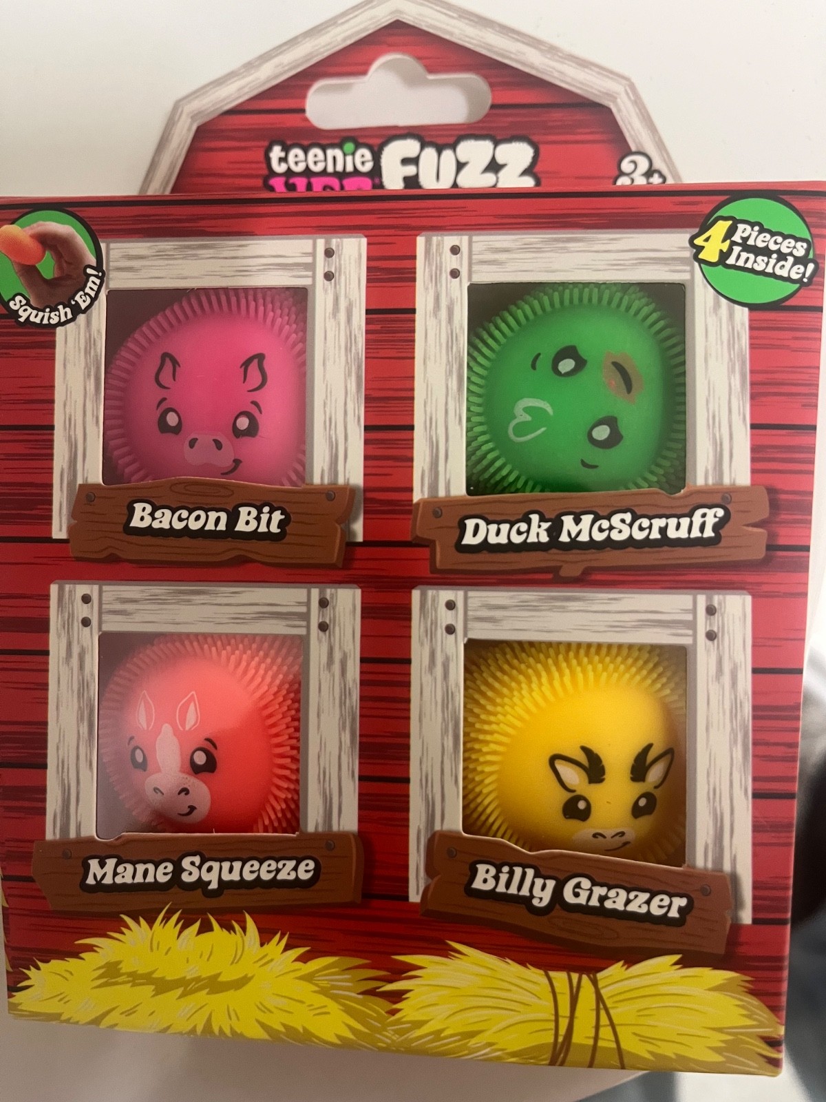 Schylling Nee Doh Teenie Fuzz Ball Farmyard Squeeze Toys 4-Pack Multicolor