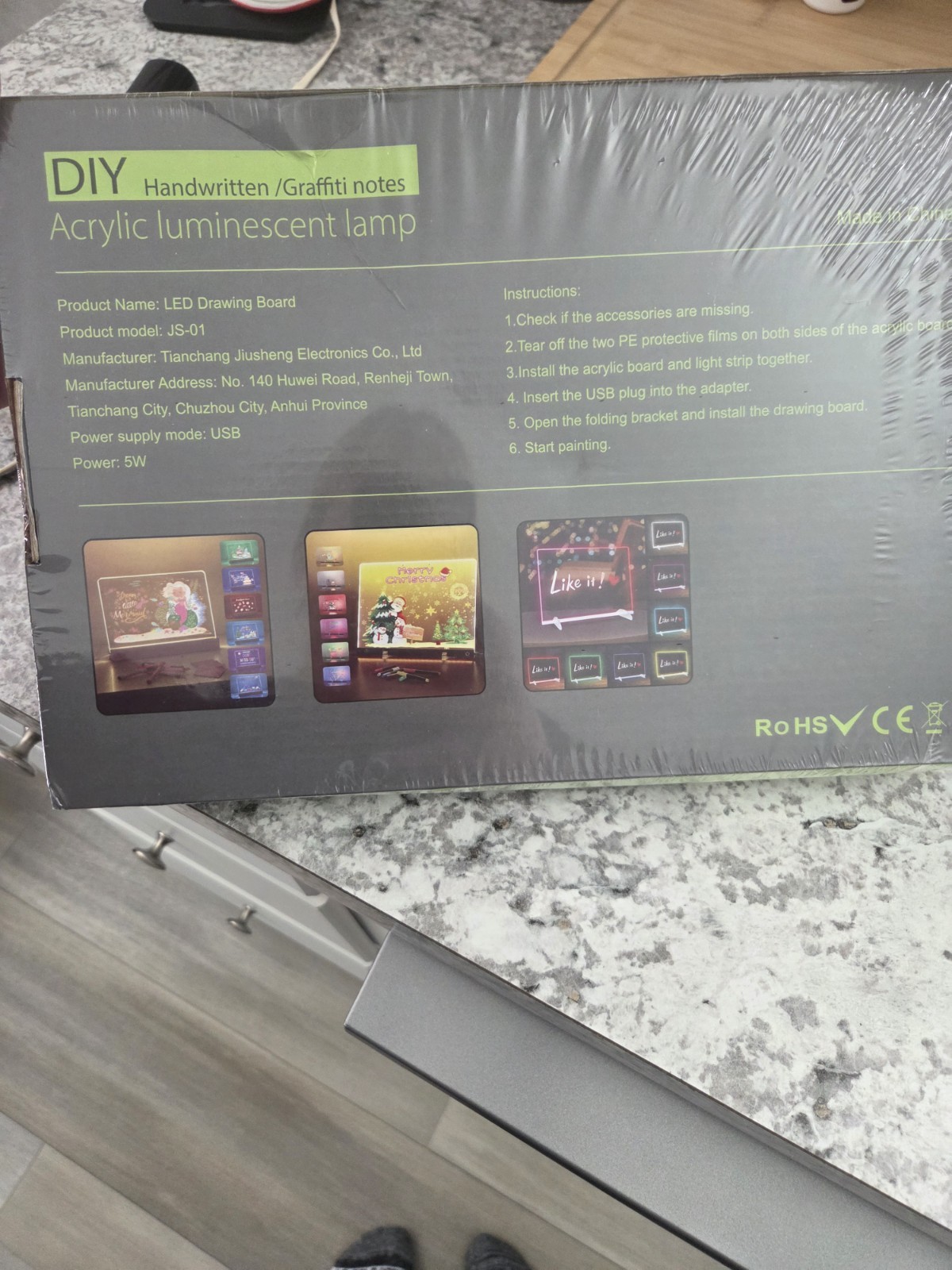 New Sealed DIY Acrylic Luminescent Lamp – White & Green Packaging