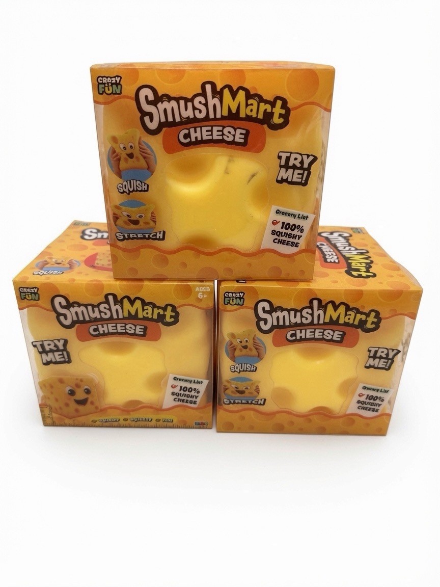 3 Pack SmushMart Cheese Squishy Toys Stretch Squeeze Stress Relief New