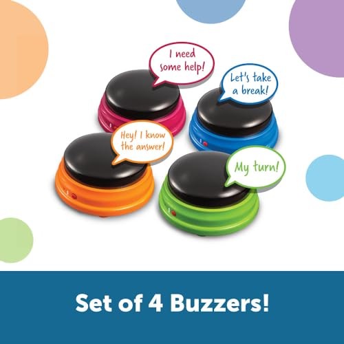 Learning Resources Recordable Answer Buzzers – Set of 4, Ages 3+ | Pre-K